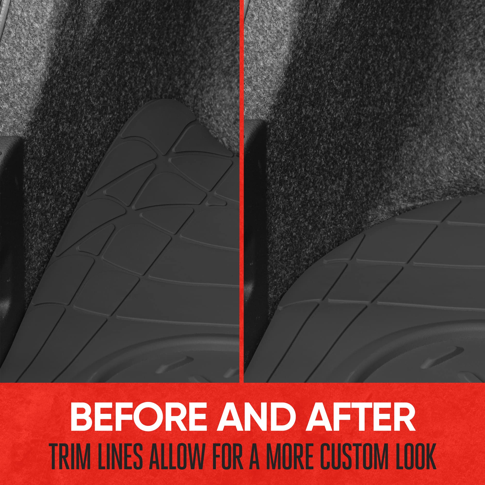 Motor Trend Heavy Duty Utility Cargo Liner Floor Mats for Car Truck SUV, Trimmable to Fit Trunk, All Weather Protection Black 31