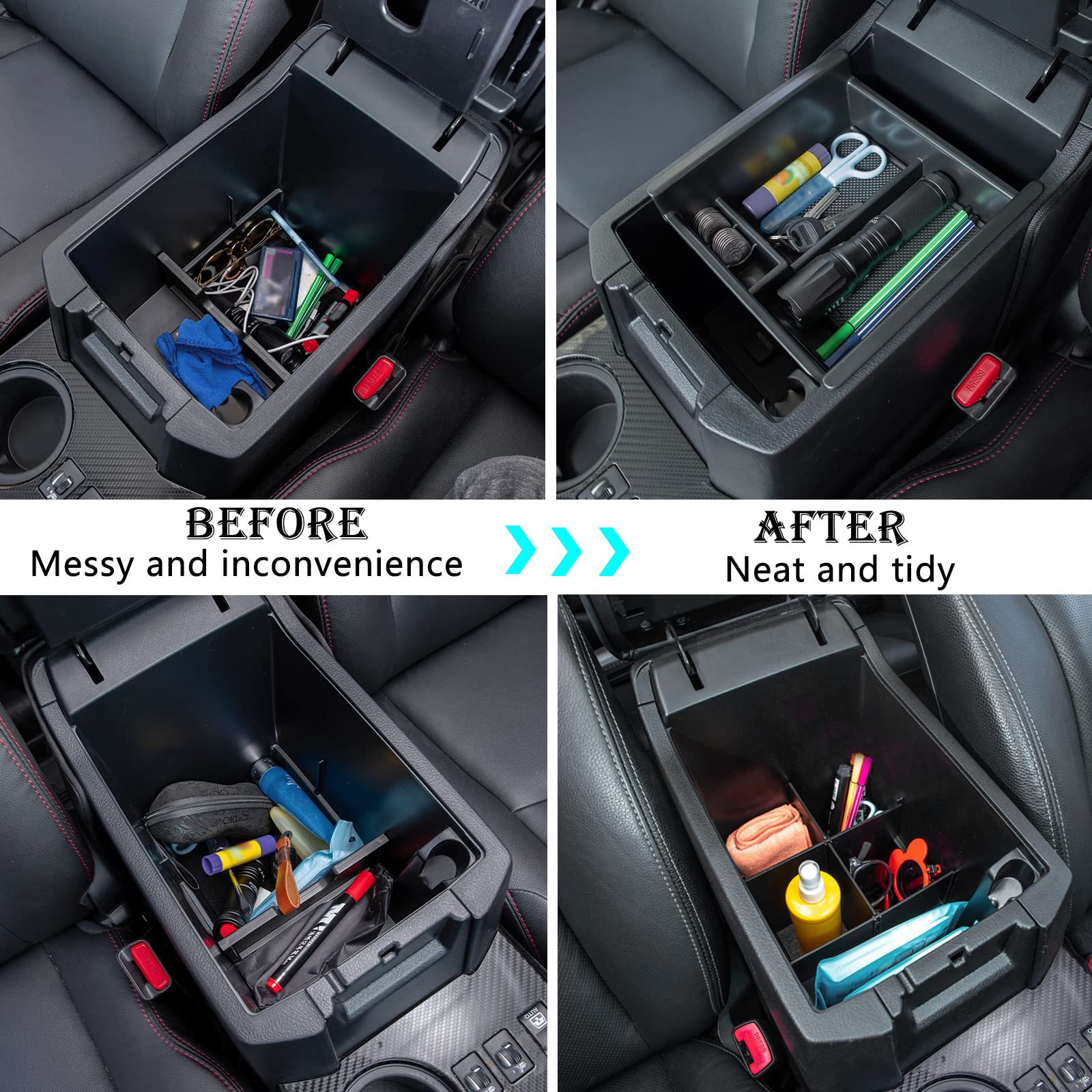 Jdmcar Center Console Organizer Set Compatible With 2010-2024 Toyota 4Runner Accessories Insert Abs Black Compartment Divider Ar