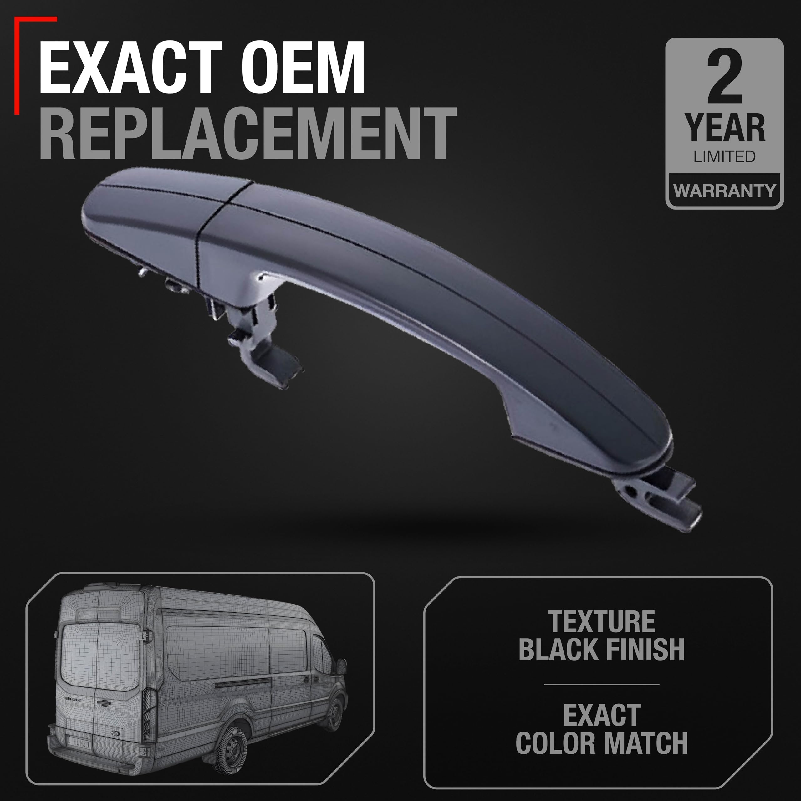 T1A Exterior Front & Rear Driver And Passenger Door Handle And Cover Set - Compatible With 2012-2019 Ford C-Max, Escape, Focus -