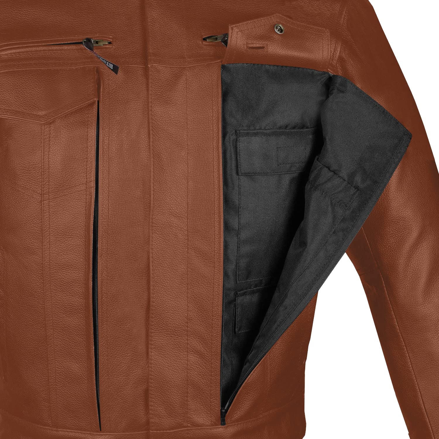 Men'S Commuter Premium Natural Buffalo Leather Motorcycle Jacket Ce Armor Conceal Carry Gun Pockets Cruiser Biker Tan Xxl