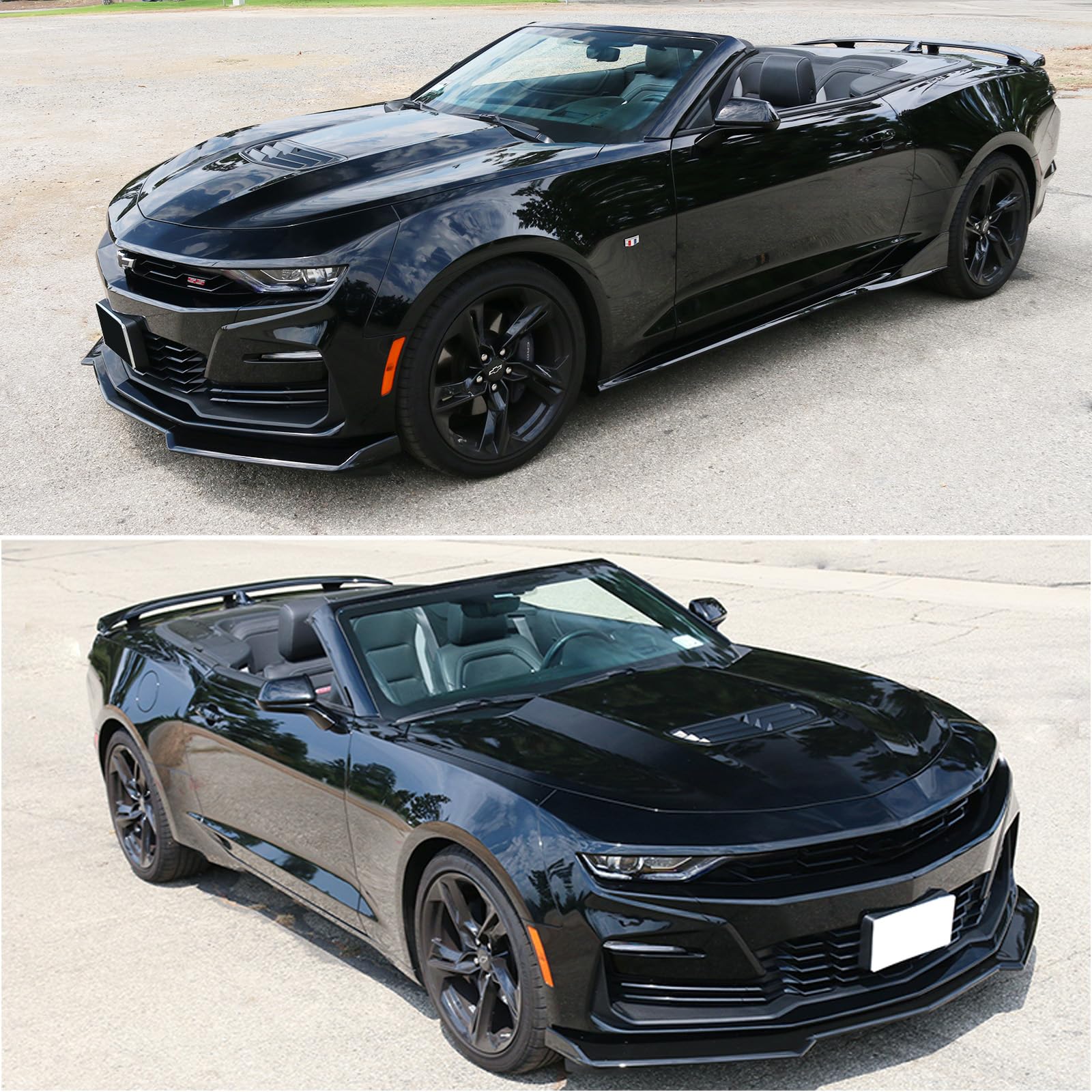 IKON MOTORSPORTS Front Bumper Lip for 2016-2024 Chevy Camaro, 1LE Style, Gloss Black, ABS Plastic Bodykit Spoiler