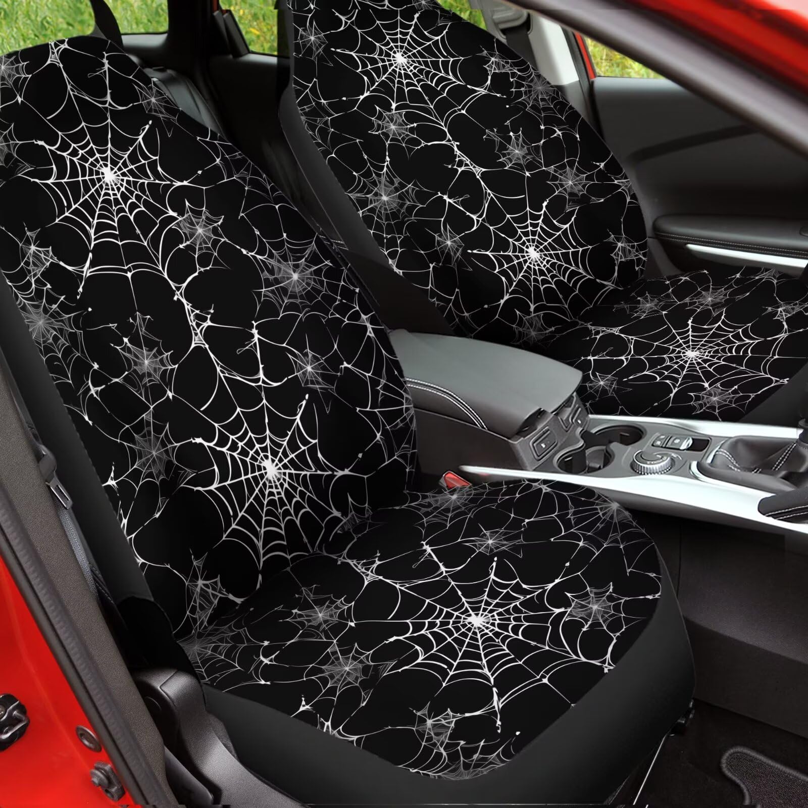 Bulopur Halloween Black Spider Web Printed Car Seat Covers Sets Of 2 Vehicle Front Seat Cushions Automobile Seat Protector Car S