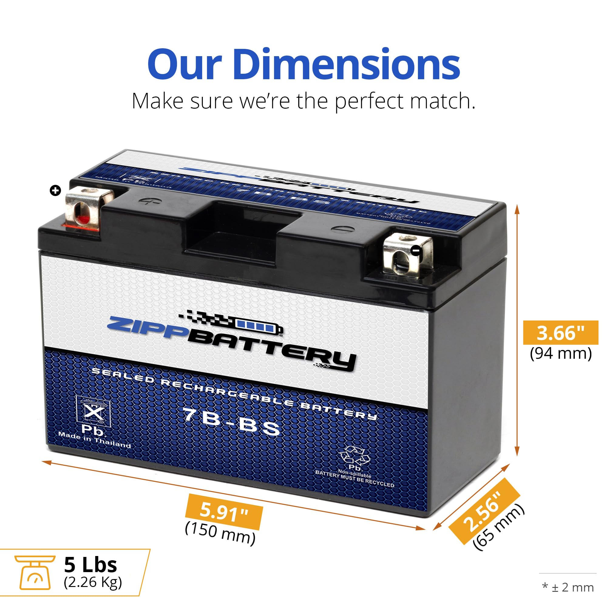 Zippbattery Ytx7B-Bs Maintenance-Free 12V 6.5Ah Battery Replacement For Atv, Motorcycle, Jet Skis, Scooter, Utv, And More - Nut