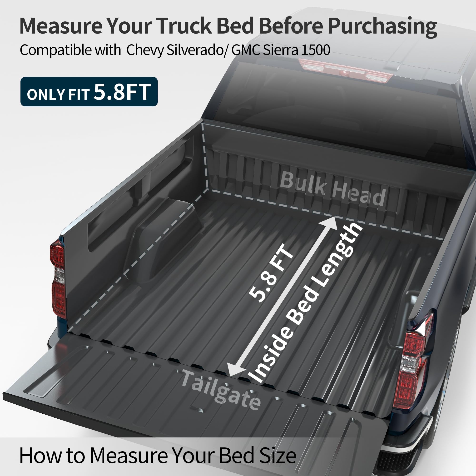 OEDRO FRP Hard Tri-fold Tonneau Cover Fits for Chevy Silverado 1500 & GMC Sierra 1500 2007-2013 New Body Style 5.8ft Bed w/o Mul