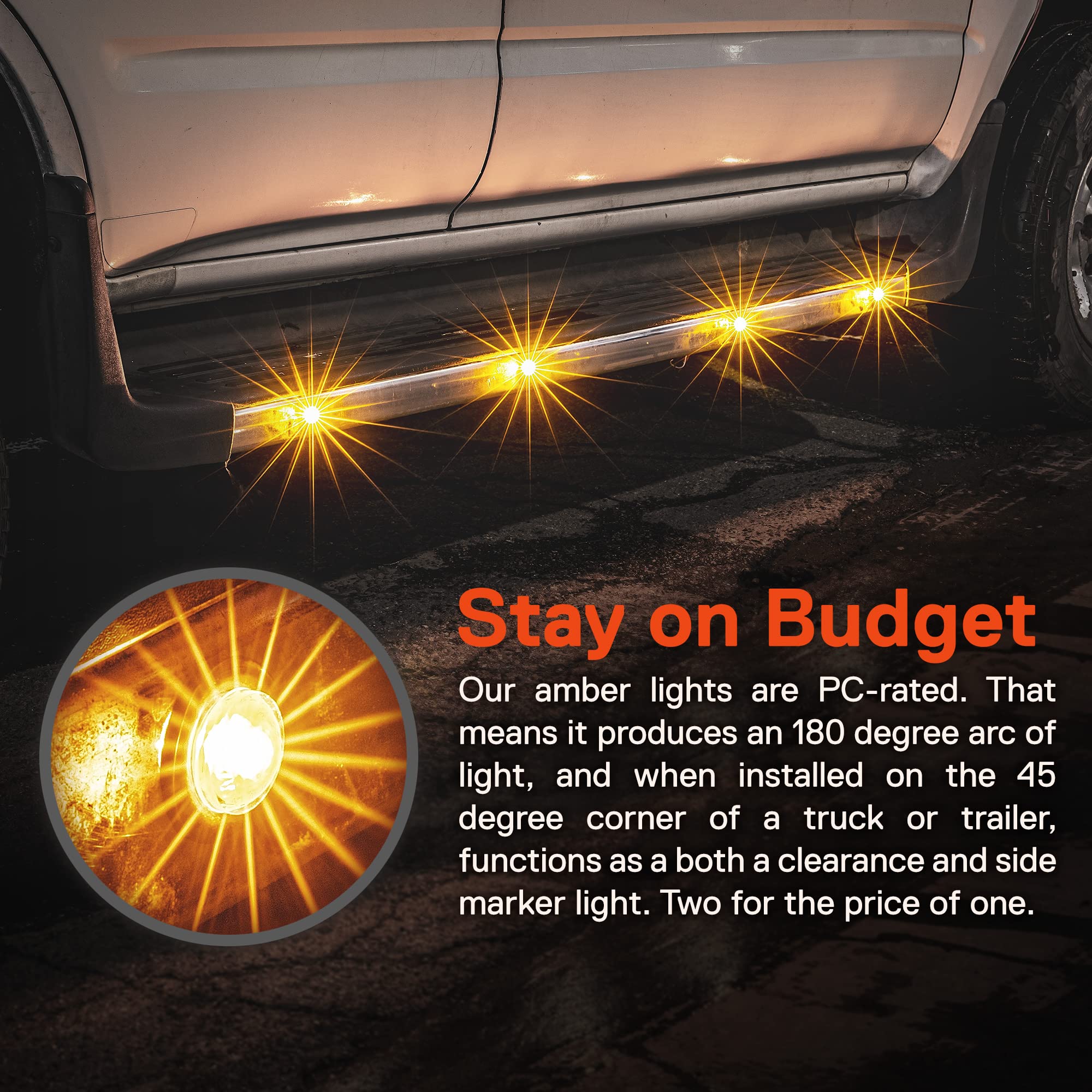 True Mods 4Pc 3/4'' Inch Round Amber Trailer 12V Led Marker Light [Dot Fmvss 108] [Sae P2Pc] [Semi-Spherical Output] [Ip67 Water