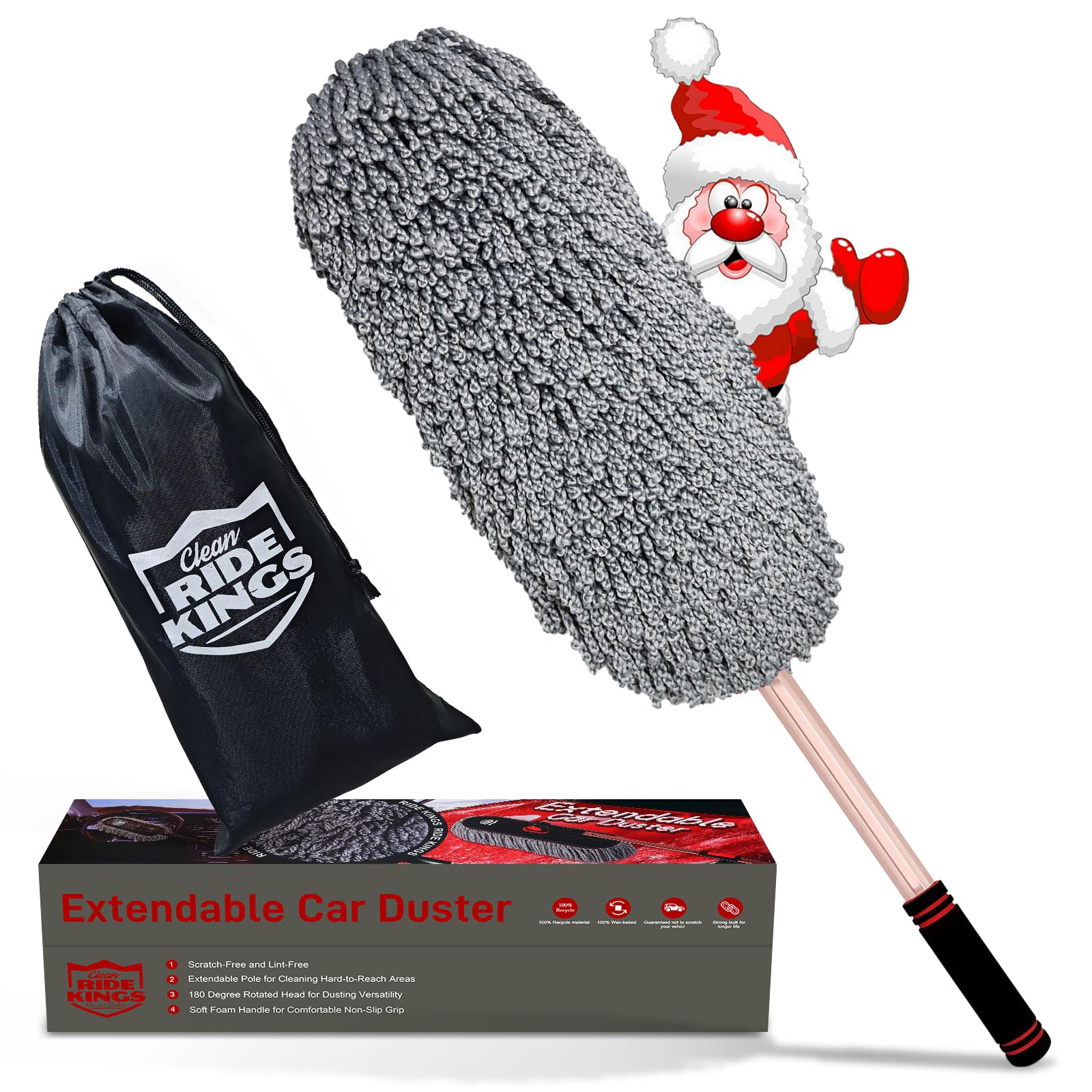 Microfiber Car Duster with Extendable Handle, Soft Auto Dusting Brush for Interior Detailing and Exterior Cleaning