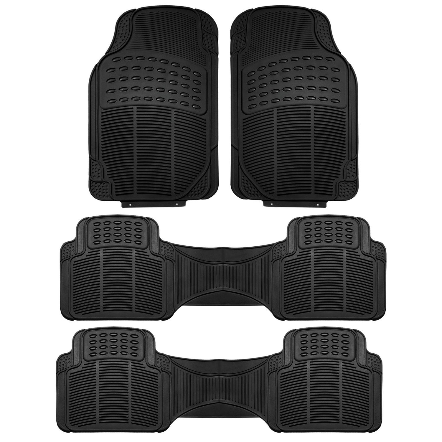 Fh Group Car Floor Mats - Heavy-Duty Rubber Floor Mats For Cars, Universal Fit 3 Rows Full Set, Trimmable Automotive Floor Mats,
