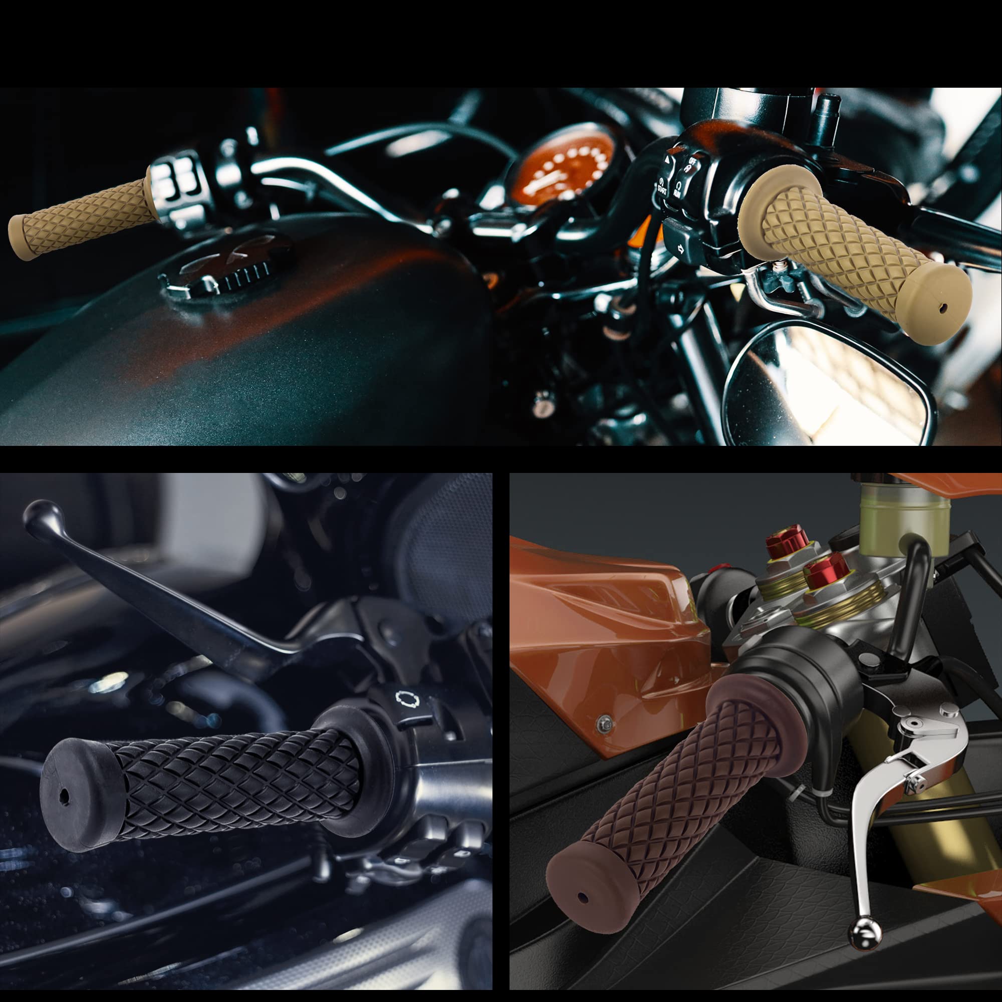 Coxotom Universal Motorcycle Handles Grips - Non Slip Rubber 7/8'' 22Mm 1'' 24Mm Motorcycle Grips For Harley Honda Yamaha Suzuki