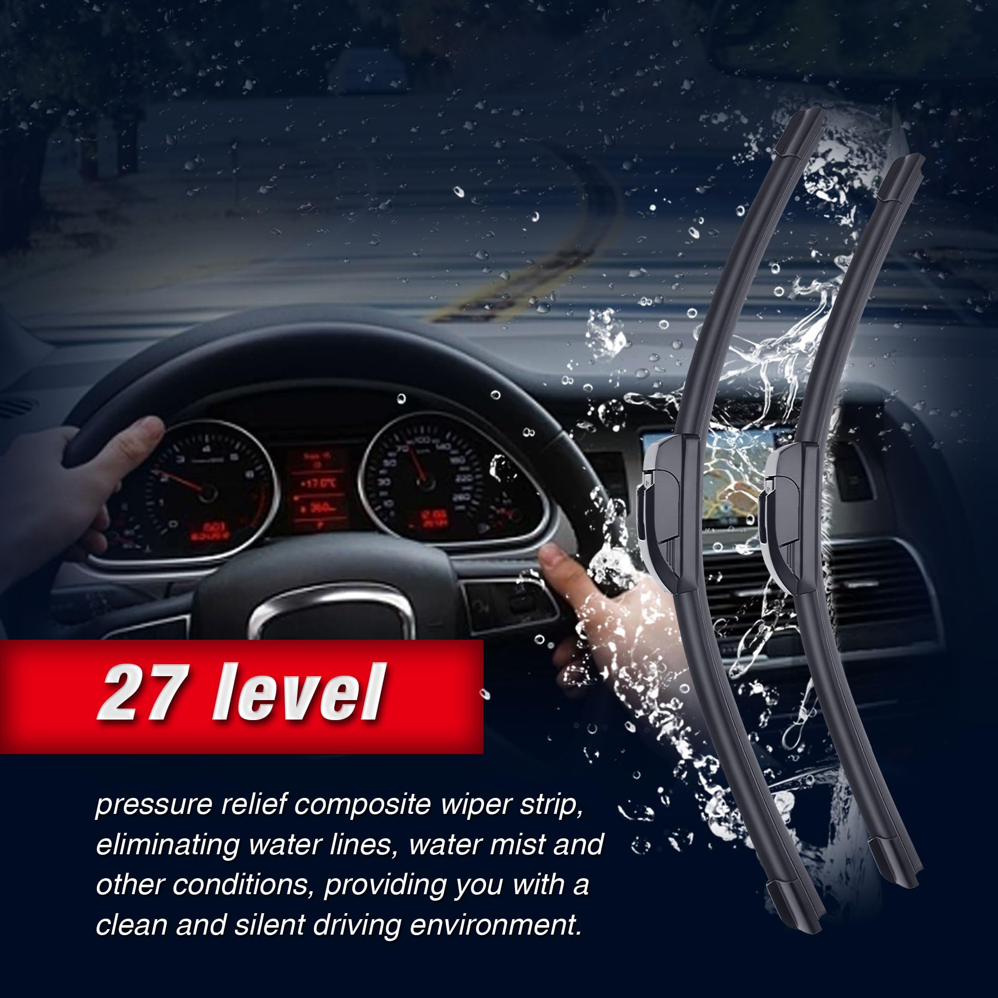28''+17'' Front Windshield Wiper Blades Replacement For Nissan Altima 2012 2011 2010 2009 2008 2007+More Cars(Pack Of 2) J/U Hoo