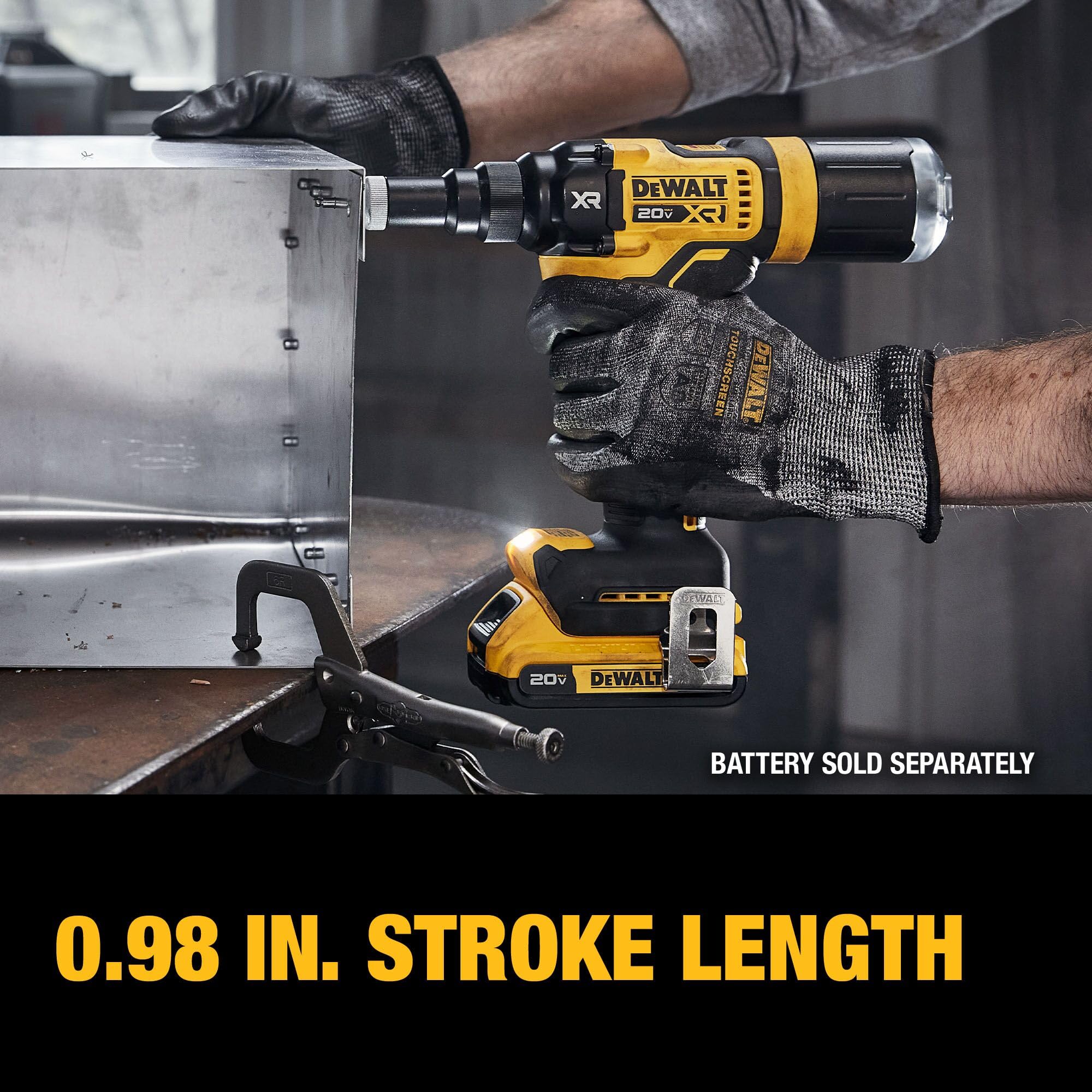 DEWALT 20V MAX XR Cordless Rivet Tool DCF403B, 3/16" Stainless Steel, Black, Bare Tool Only