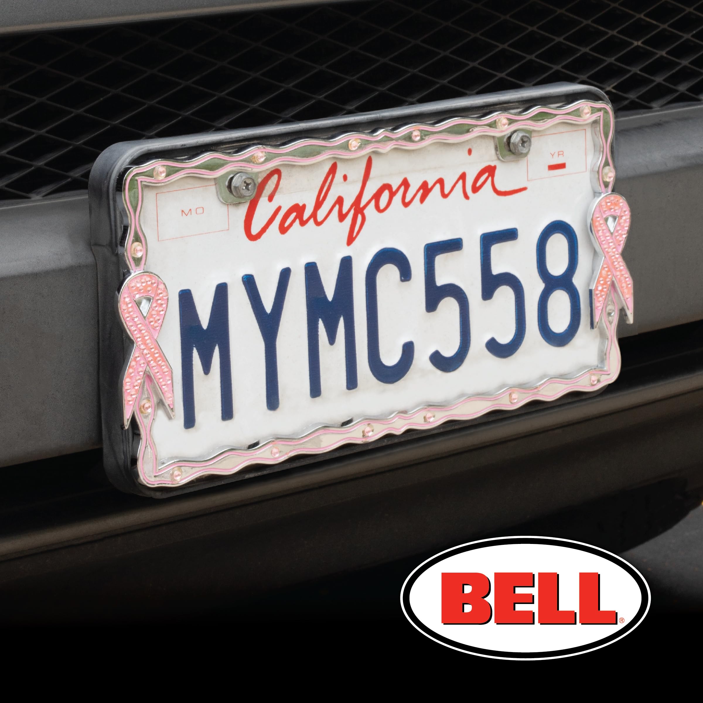 Bell Automotive Universal License Plate Frame - Pink Breast Cancer Awareness, Metal, One Size, Model 22-1-46450-8