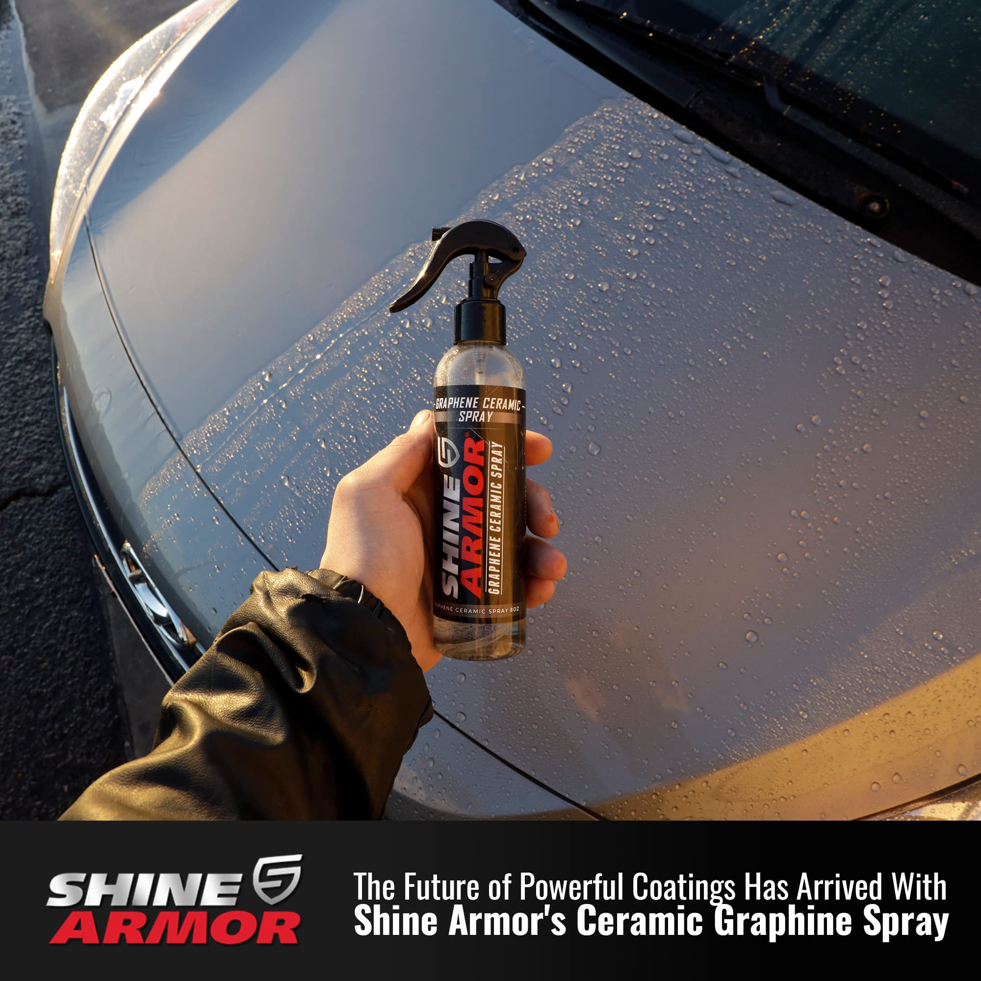 SHINE ARMOR Graphene Ceramic Coating for Cars, 8 Fl Oz, Hydrophobic SiO2 Technology, Premium Gloss, Ceramic Protection