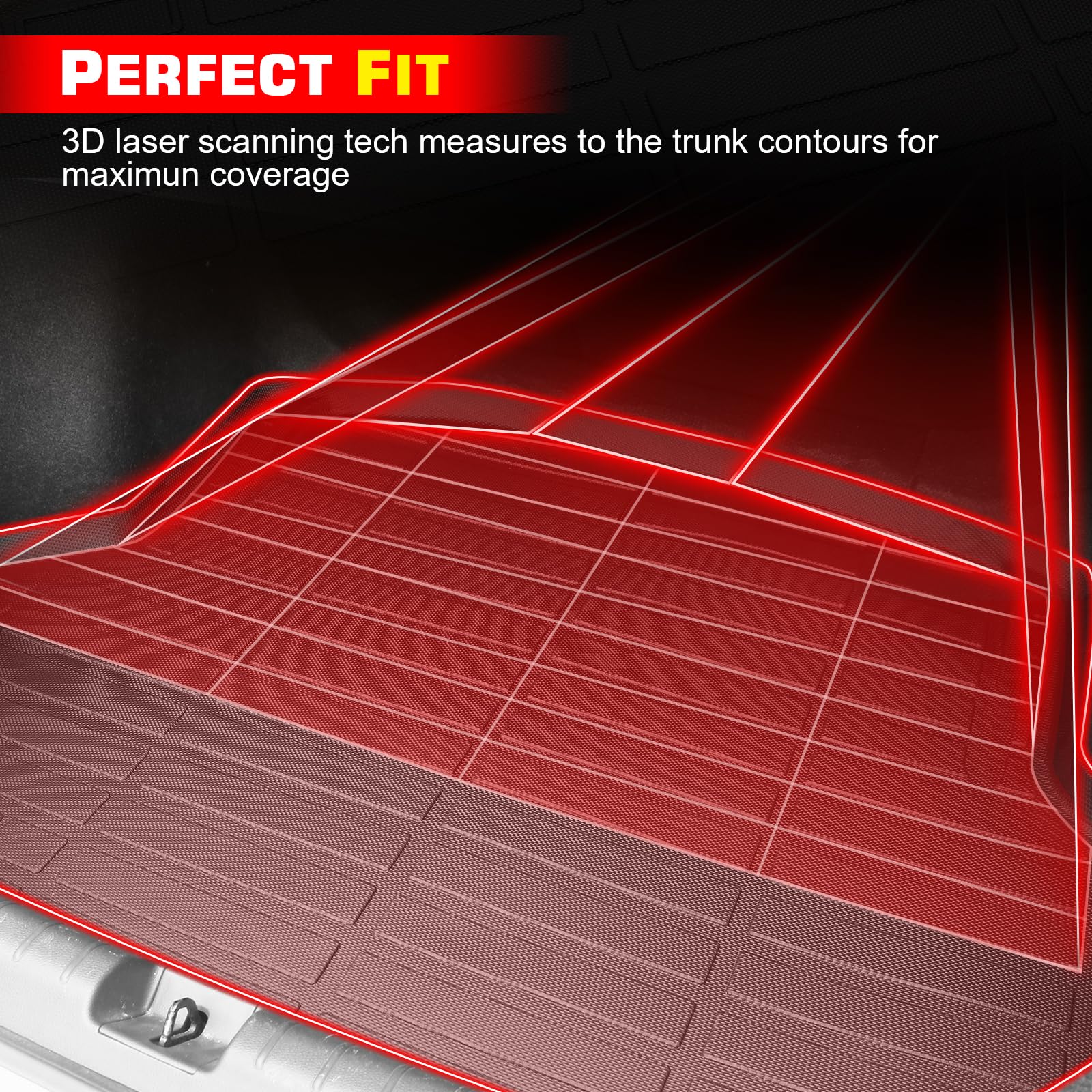 Ikon Motorsports Tpe Cargo Trunk Liner, Compatible With 2022-2024 Hyundai Tucson, Custom Fit All Weather Protection Heavy Duty R