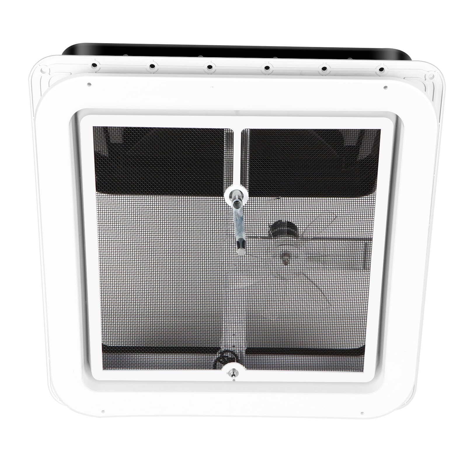 Livpow Rv Roof Vent 12V Reversible Fan Kit 14'' X 14'' Manual Lift Black Lid