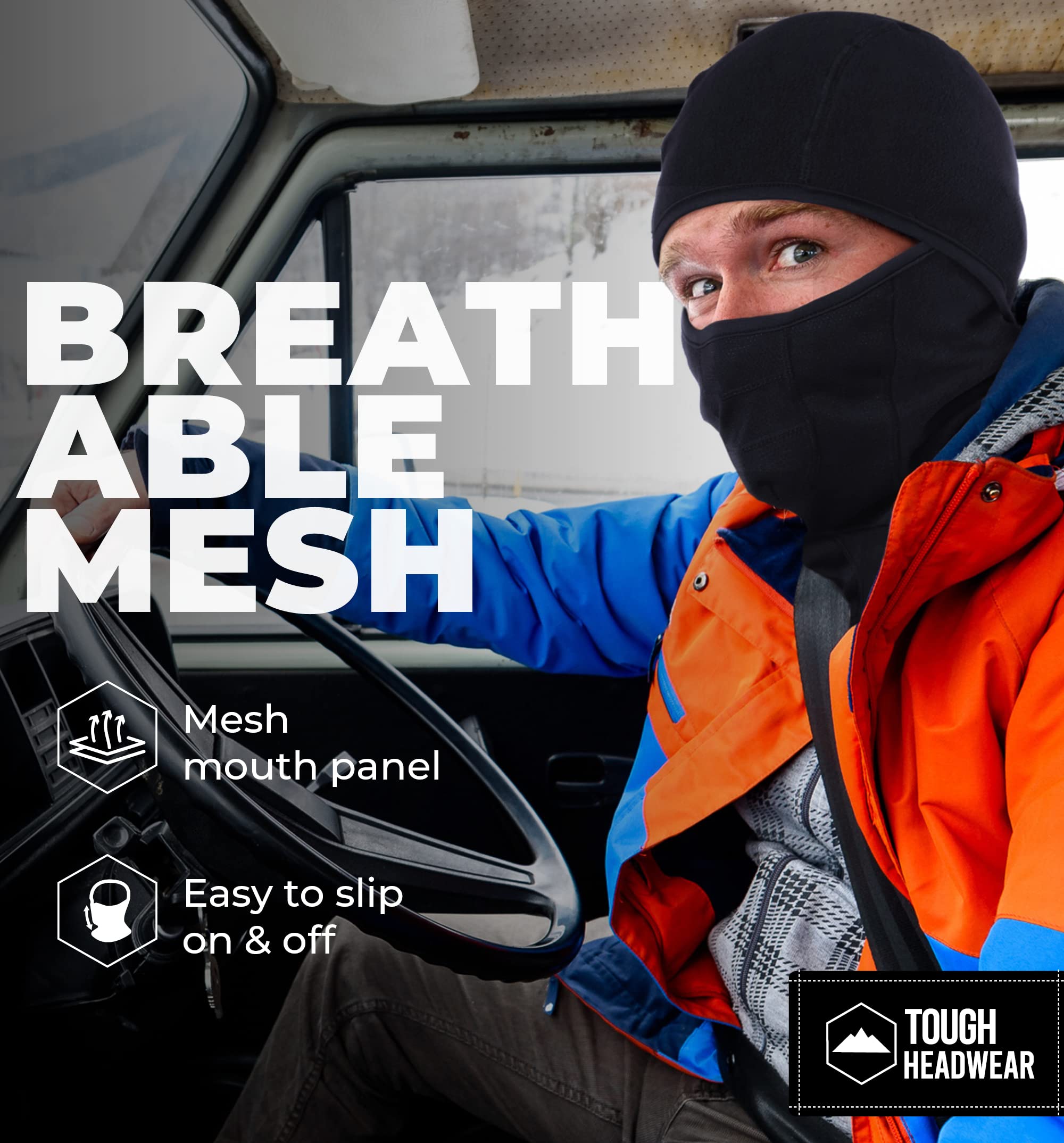 Tough Headwear Balaclava Full Face Mask, Heavyweight Fleece, One Size, Model FMBNV-03, Cold Weather Face Warmer for Men