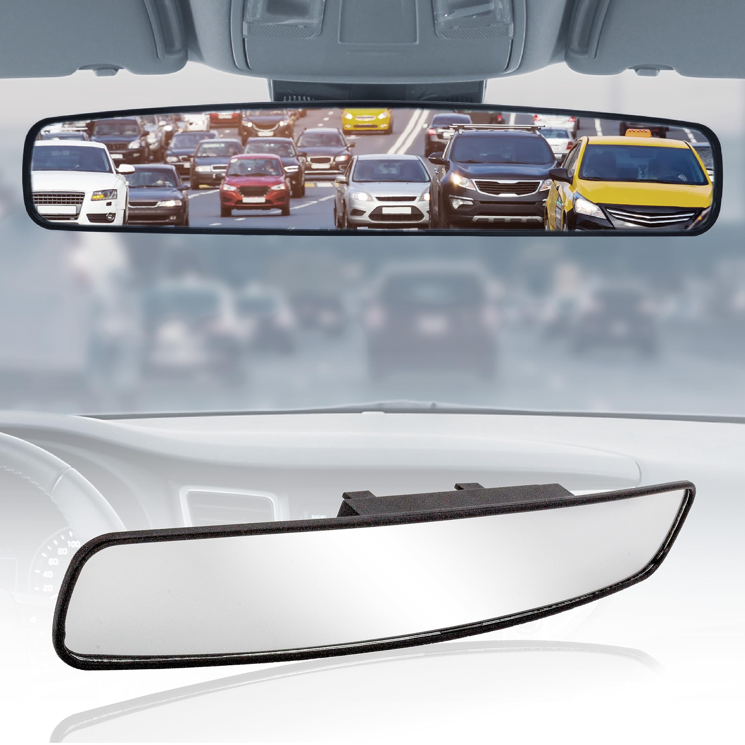 GOODYEAR [SUPER LARGE] 17    Panoramic Rear View Mirror for Cars/SUVs, [PROMOTES SAFETY] Helps with PARALLEL PARKING, Fits ALL V