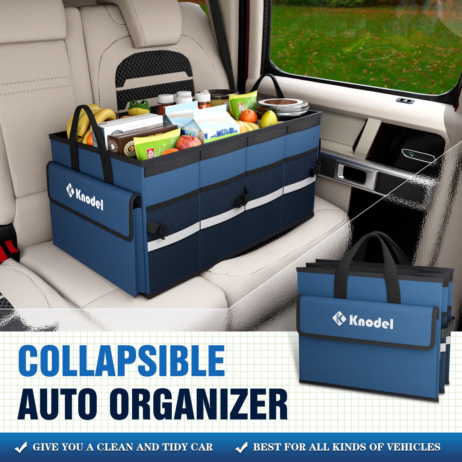 K Knodel Car Trunk Organizer With Lid, Collapsible Car Trunk Storage Organizer, Car Organizer And Storage For Suv, Truck, Sedan