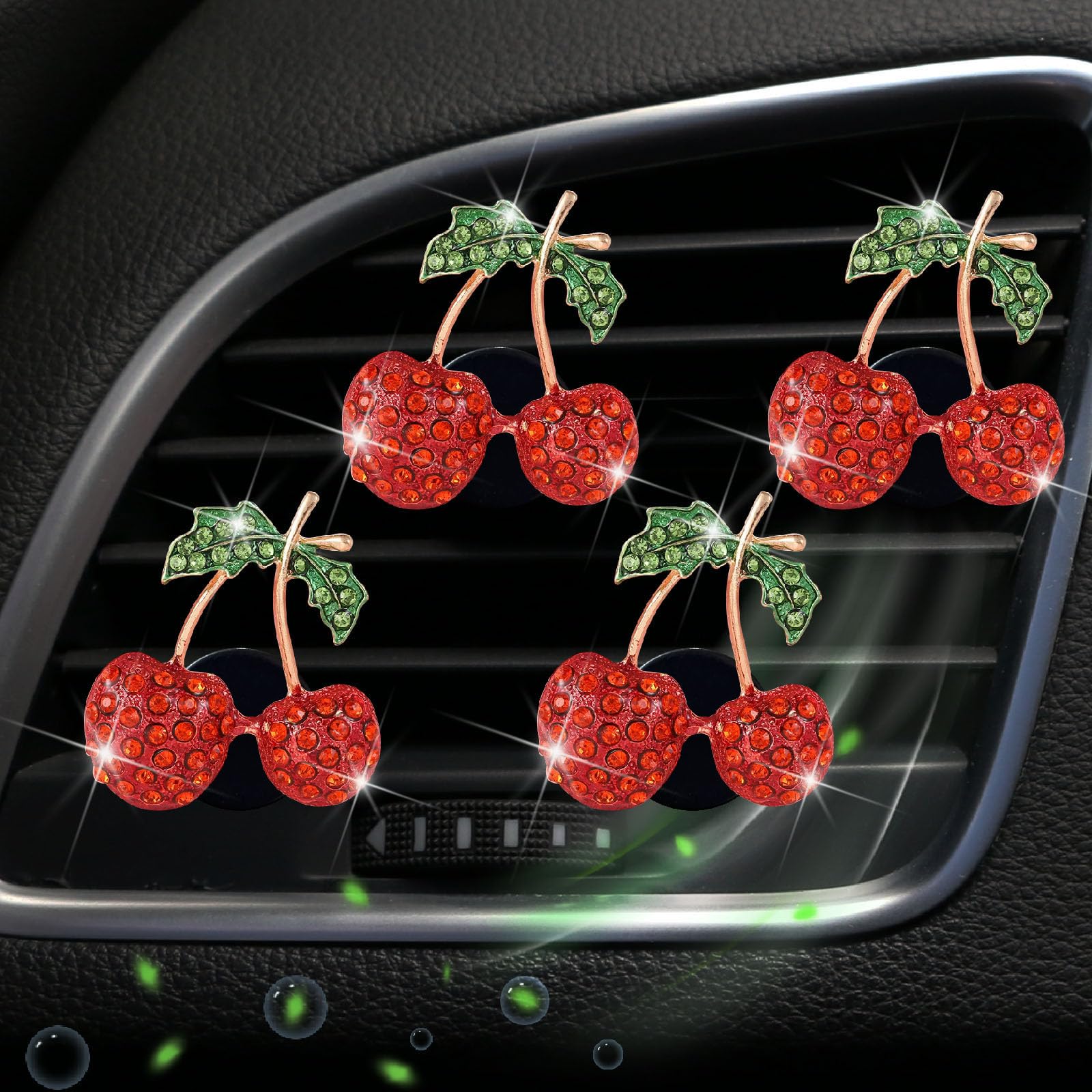 4 Pcs Cherry Decor Air Vent Clips Car Accessories,Stylish Fresheners Automotive Accessories for Women Interior Upgrade,Cherry Rh