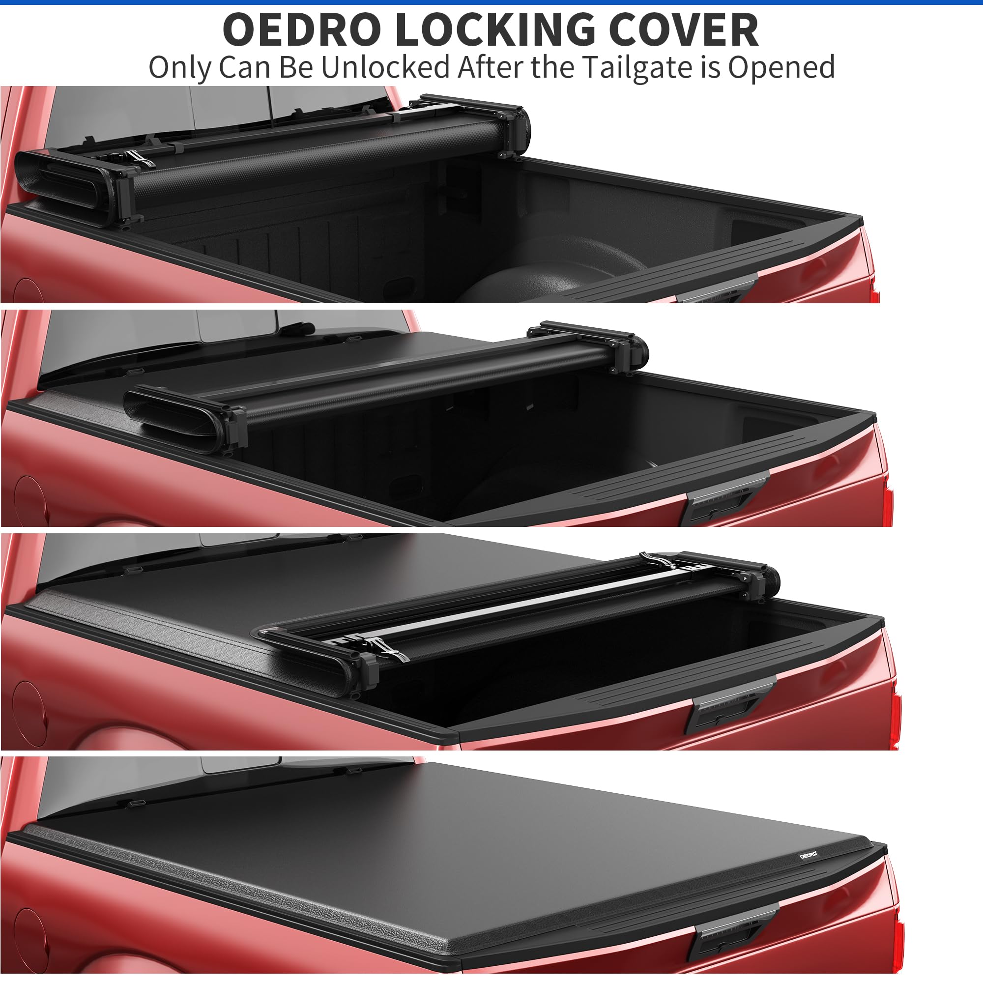 OEDRO Soft Quad Fold Truck Bed Tonneau Cover Fits for Chevy Silverado/GMC Sierra 1500 New Body Style 2007-2013 Without Multi-Fle