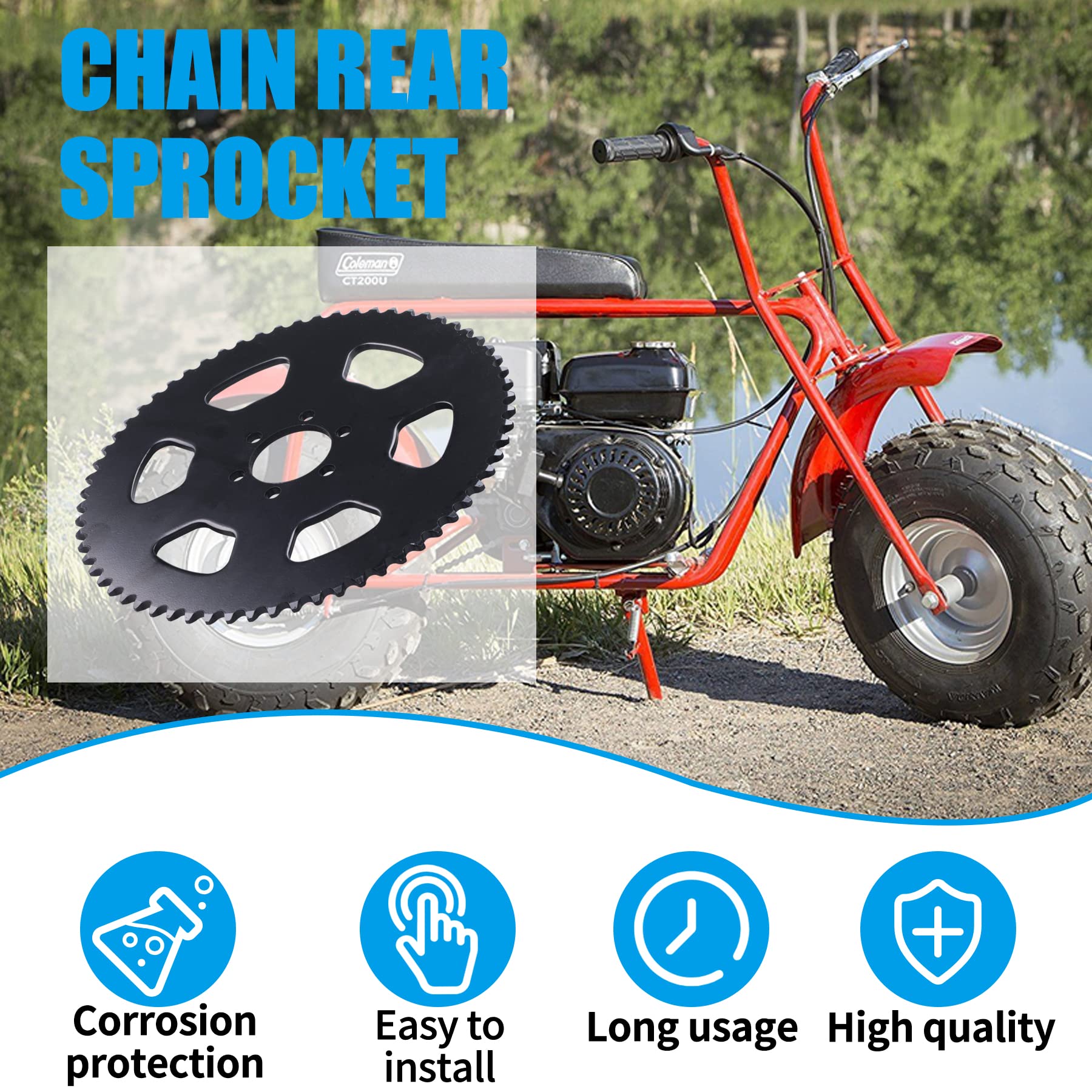 JINGKE 65 Teeth #35 Chain Rear Sprocket Compatible with 100cc 98cc 97cc 2.5hp Coleman CT100U Trail CK100 CC100X Baja Doodle Bug