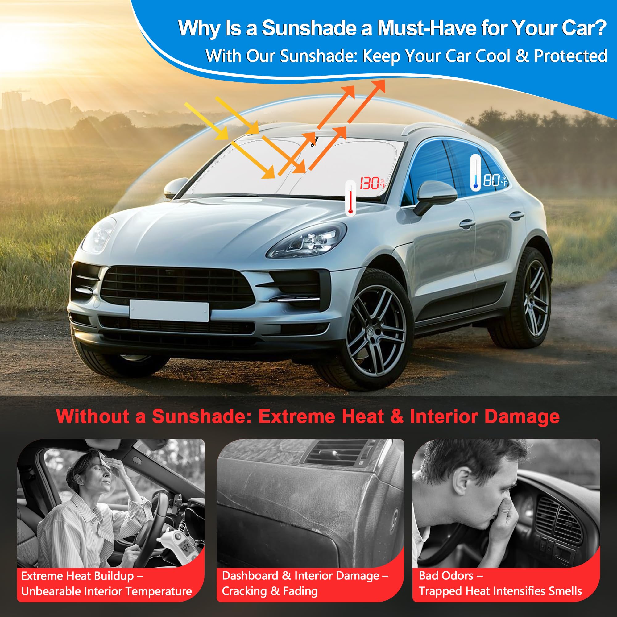 ULROLIT Windshield Sun Shade for 2022-2025 Hyun-dai Ioniq 5 Accessories, Foldable Window Sunshade Sun Visor Protector, Front Win