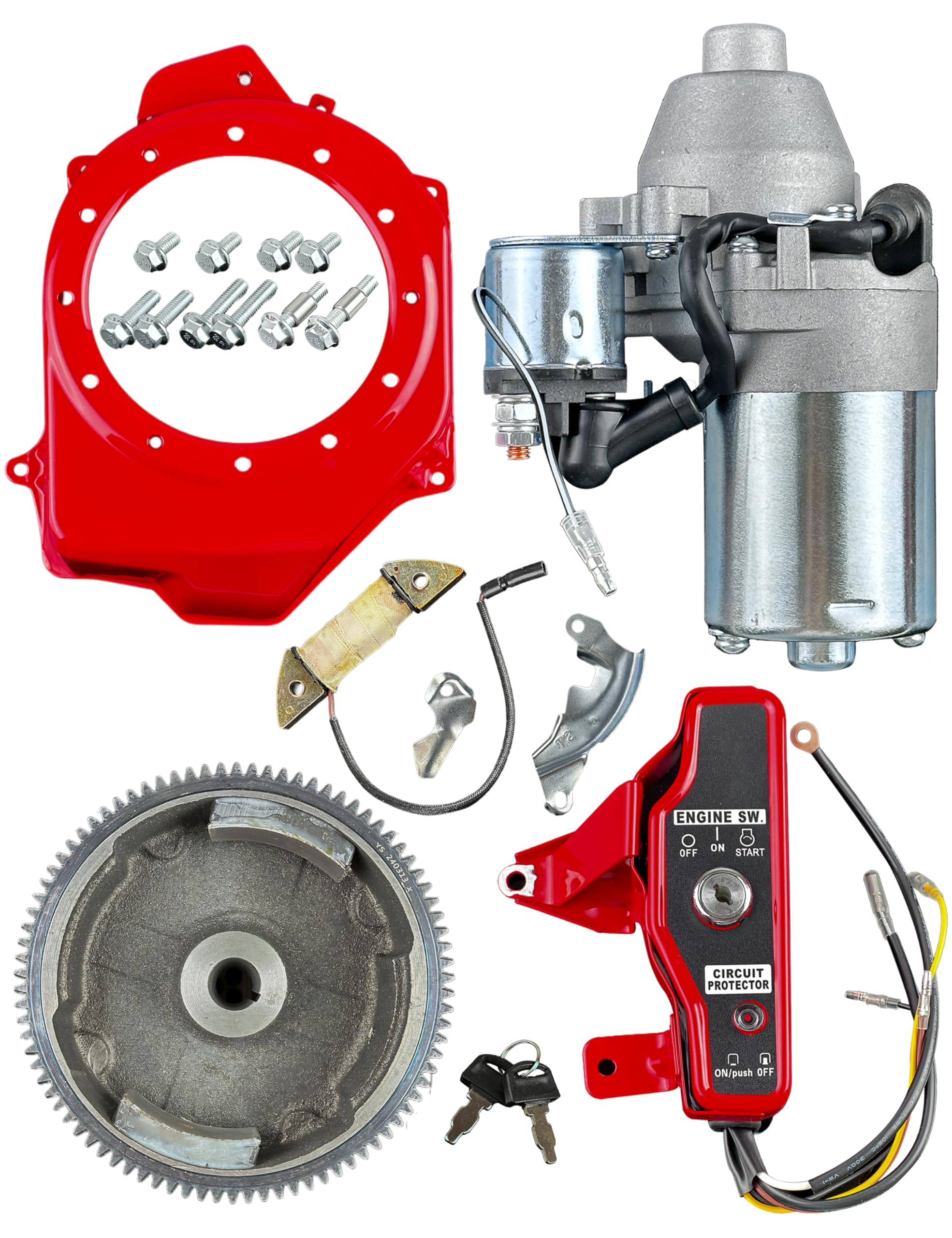 YAMAKATO Electric Start Kit for Honda Gx160 GX200 5.5HP 6.5HP Small Engines, 163cc-196cc Key Box Electrical Starter for Motor Up