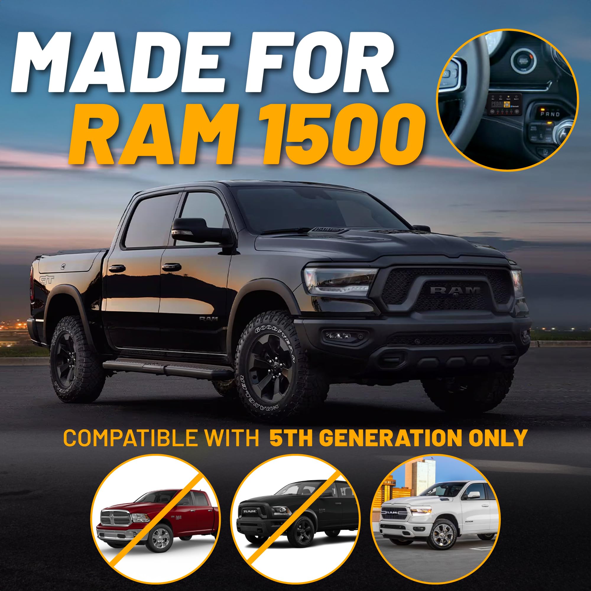 PEDAL COMMANDER Throttle Response Controller for RAM 1500 (2019-2024) - Fits 5th Gen Models, Dark Black, ABS Material