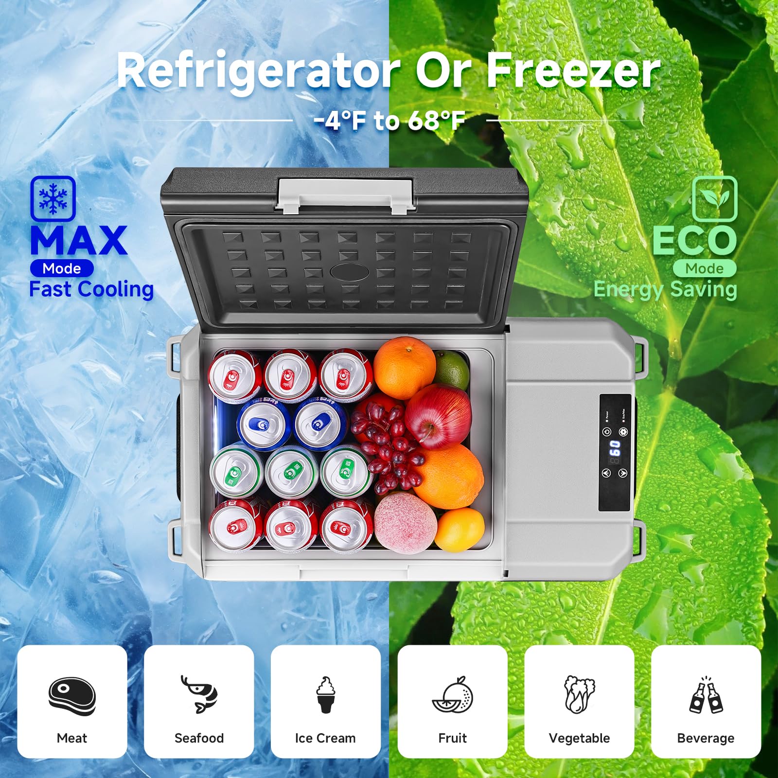 Bodegacooler 12 Volt Car Refrigerator, 18 Quart Portable Freezer, Car Fridge -4?-68?, Compressor Electric Cooler 12/24V Dc100-24