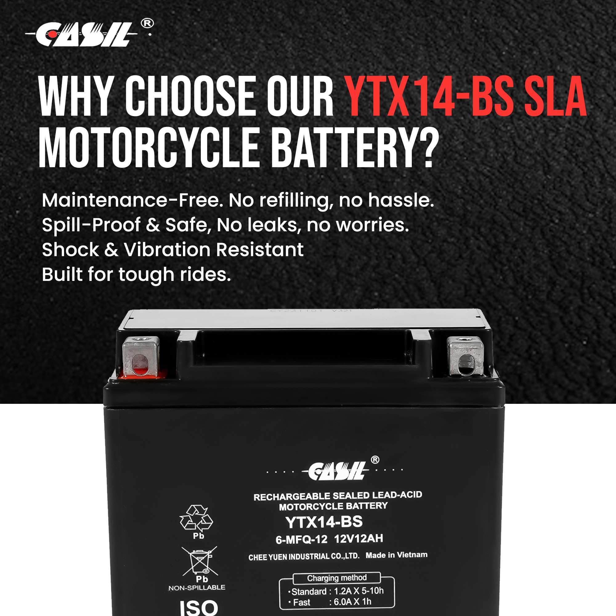 Ytx14 Bs Atv Battery High Performance - Maintenance Free - Sealed Agm Ytx14-Bs Motorcycle Battery Compatible With Honda Suzuki K