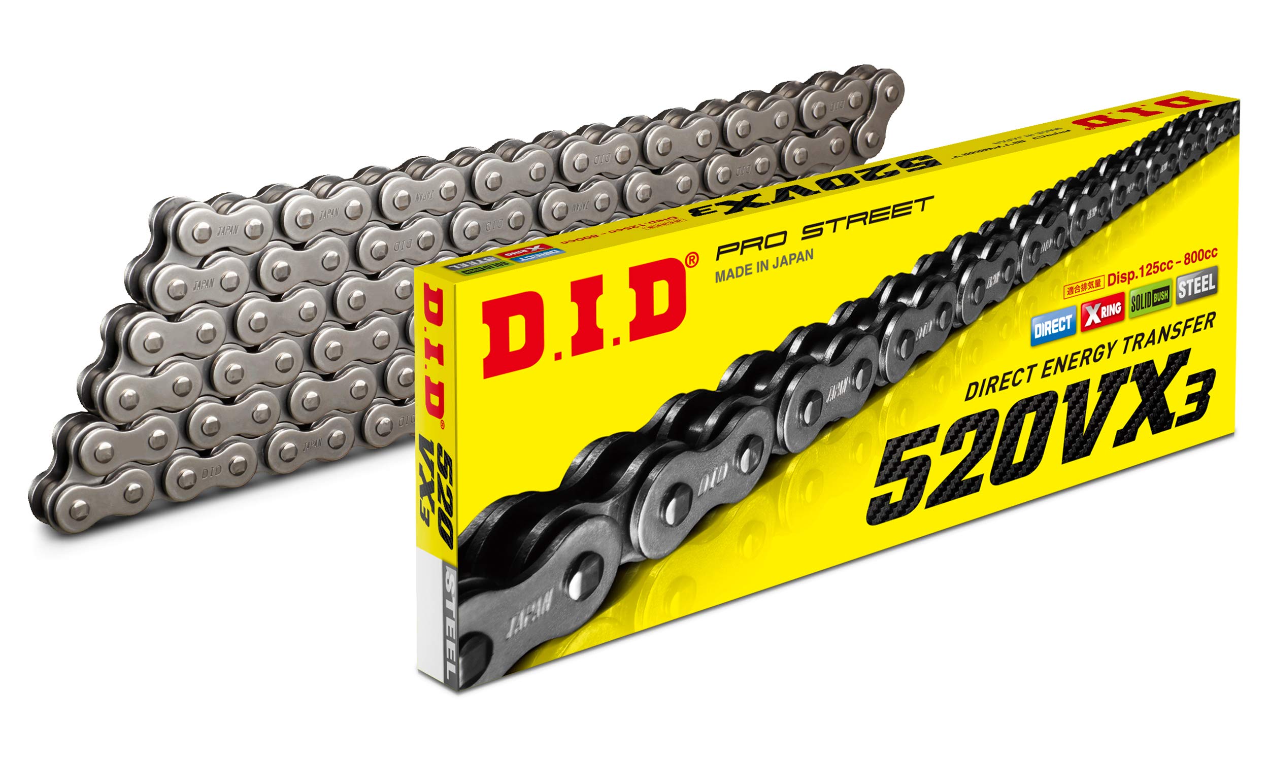 Did (520Vx3-114) Steel 114 Link High Performance Vx Series X-Ring Chain With Connecting Link