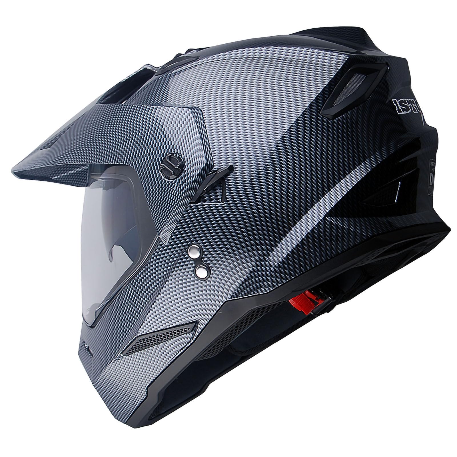1Storm Dual Sport Motorcycle Helmet - Off Road Full Face, XX-Large, Dual Fiber Black, Model HF802, Plastic Material