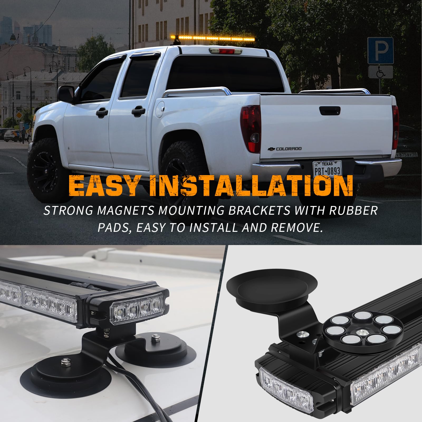 XRIDONSEN Amber 80 LED Strobe Light Bar - 28.4" Magnetic Mount Emergency Traffic Advisor for Trucks & Construction Vehicles