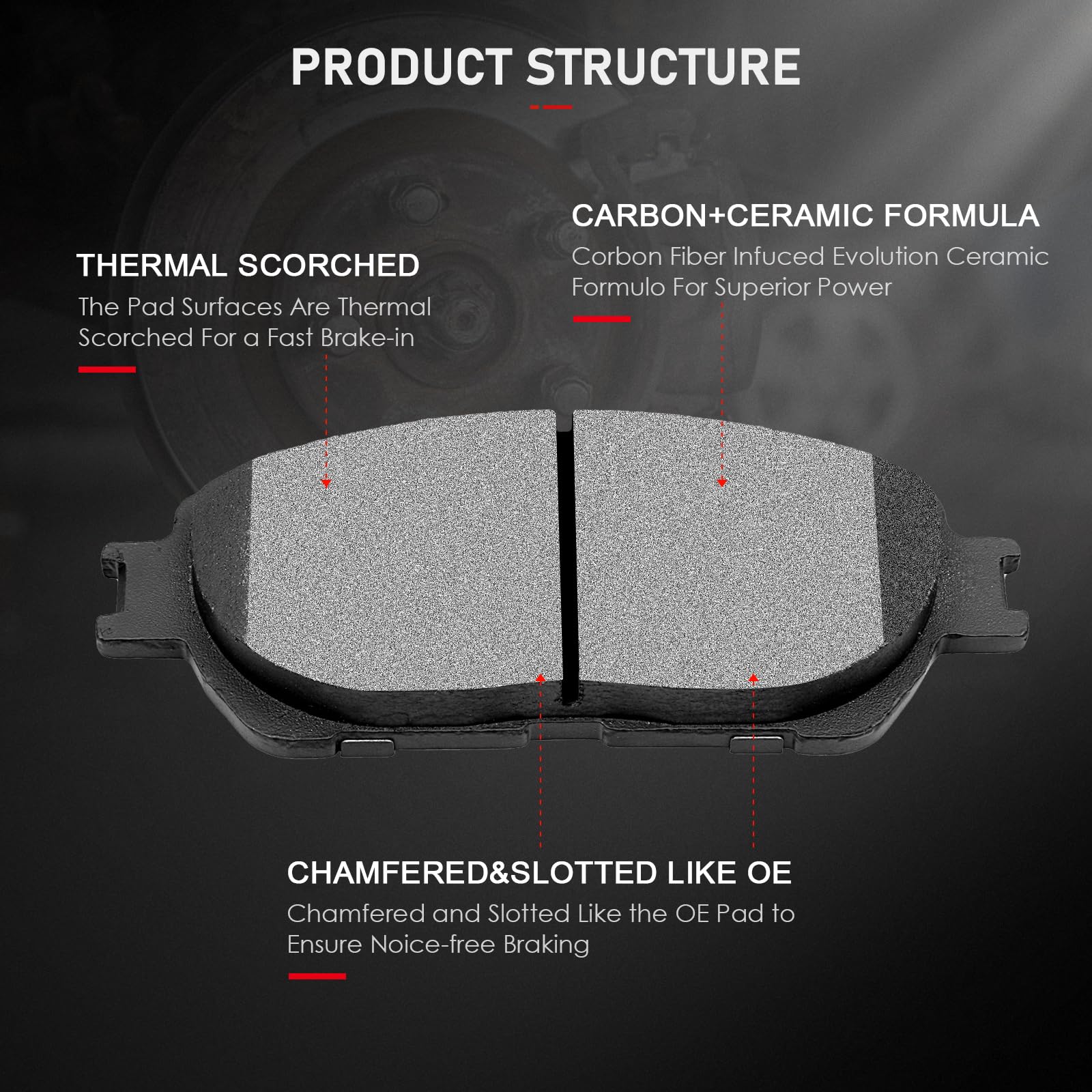 Cciyu D906 D885 Front Rear Ceramic Brake Pads Kits 8Pcs Fit For 2002-2003 For Lexus Es300,2004-2006 For Lexus Es330,2005-2006 Fo