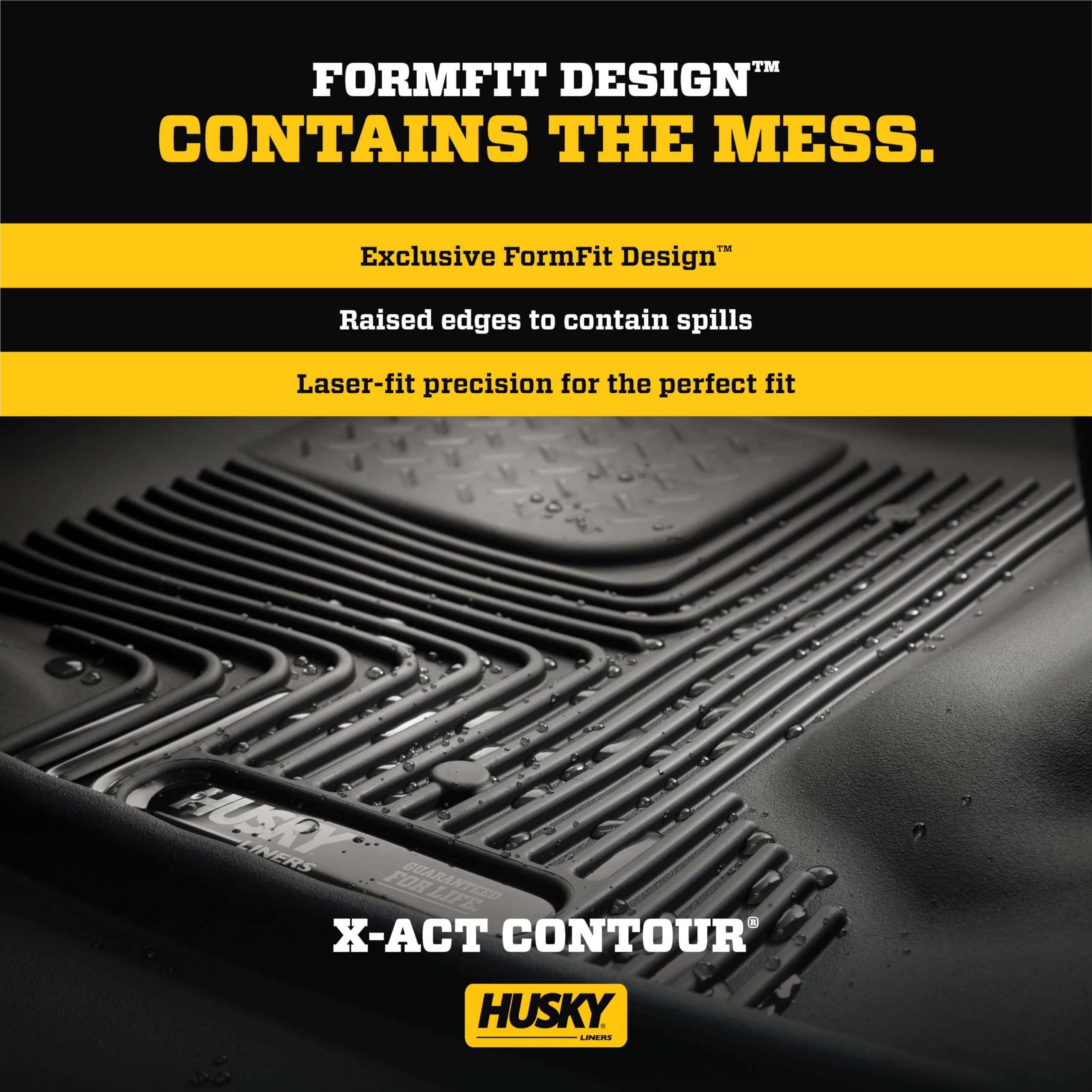 Husky Liners X-Act Contour Floor Mats | Fits 2022-2024 Jeep Grand Wagoneer W/2Nd Row Bucket Seats | 2Nd Row, 1-Pc Black - 51421