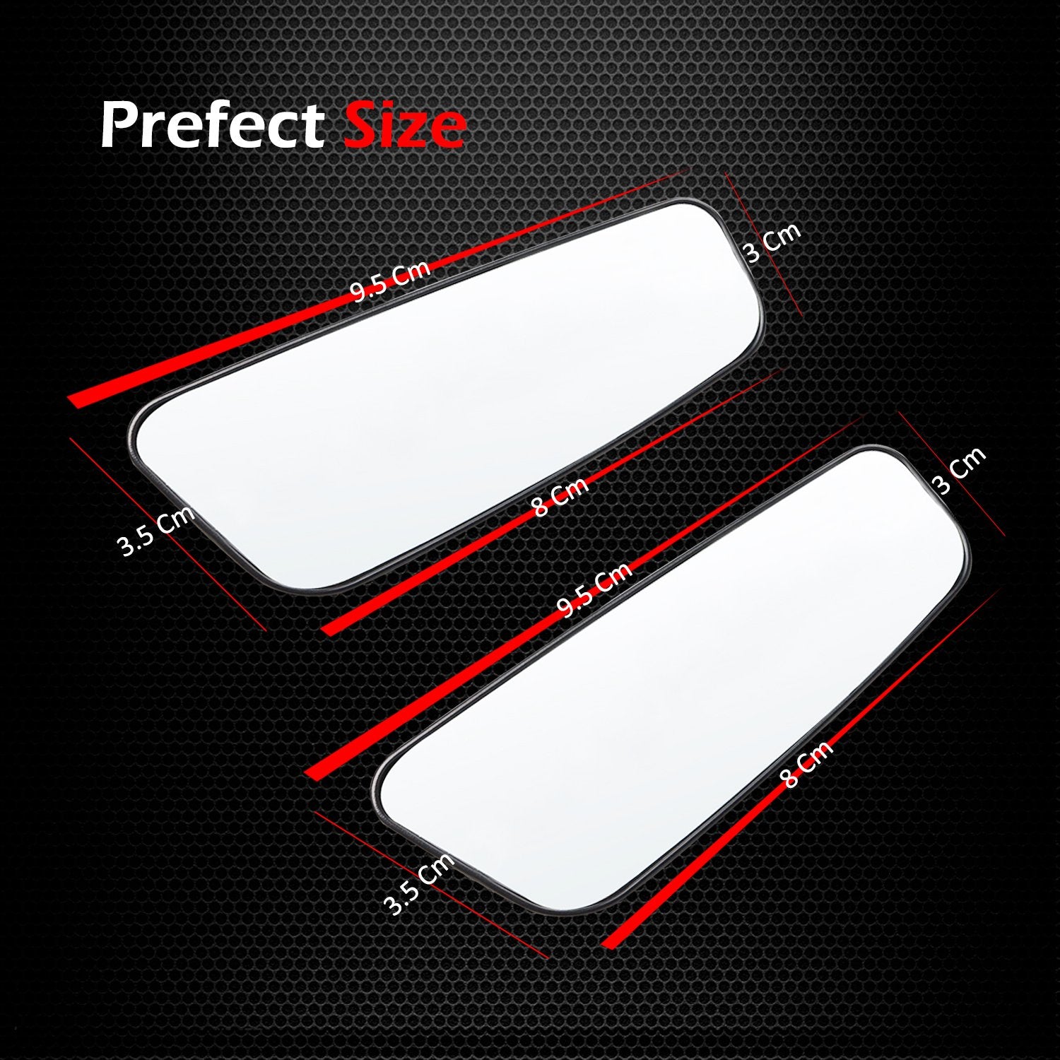 Ampper Rectangle Blind Spot Mirror, HD Glass ABS Housing Convex Wide Angle Rearview Blindspot Car Mirror for Car SUV and Truck (