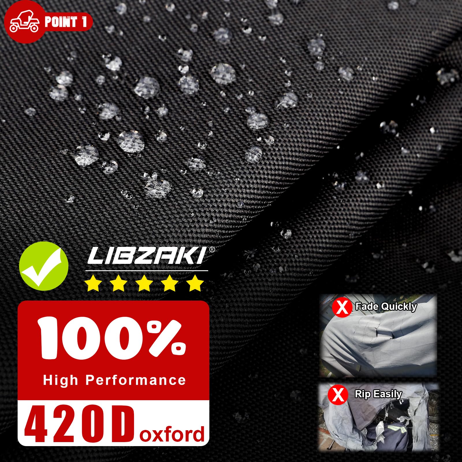 LIBZAKI UTV Cover,420D Waterproof UTV Covers 2-3 Seater/4-6 Seater Heavy Duty for Polaris Ranger RZR Yamaha Rhino Can-Am Command