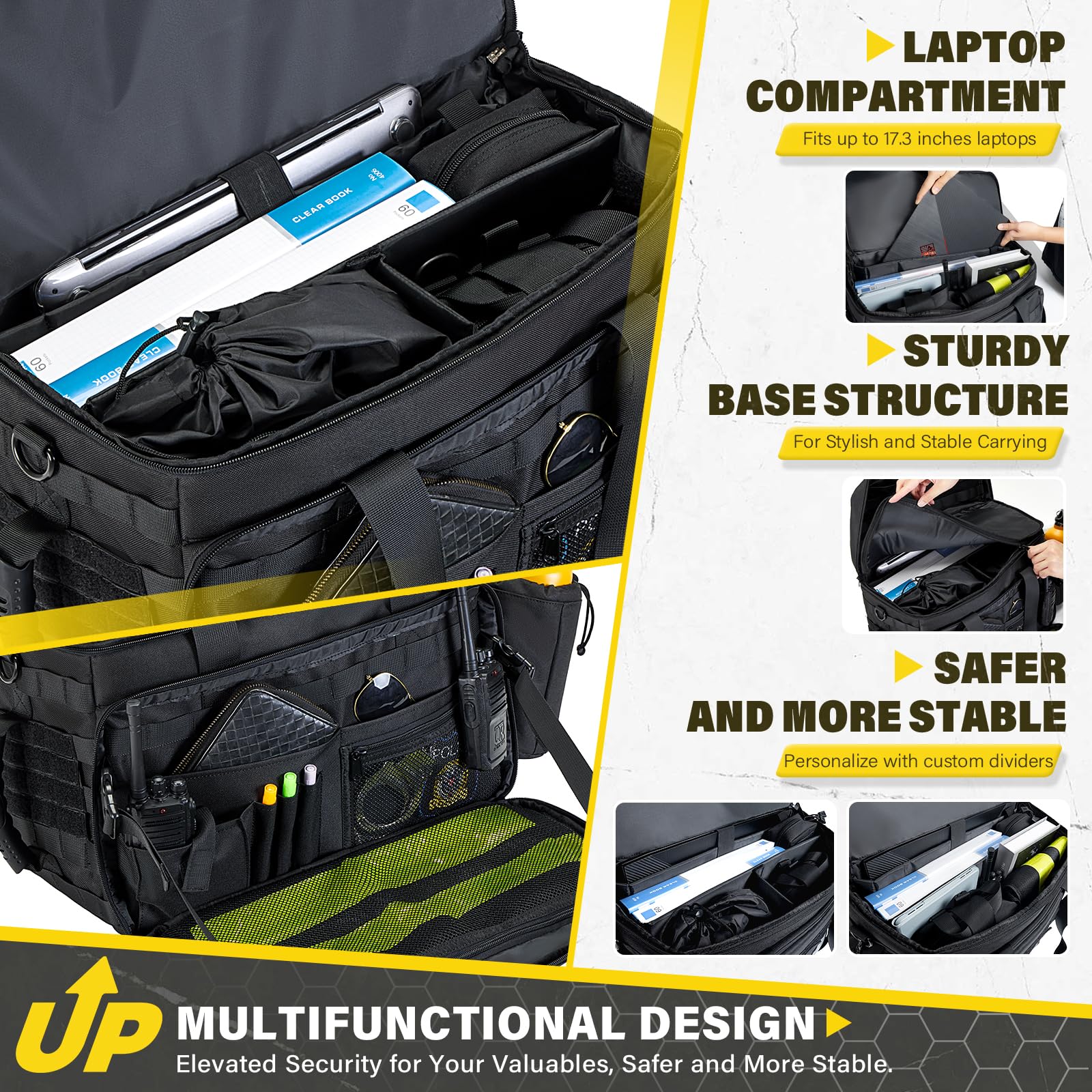 Golkcurx Patrol Bag - Law Enforcement Gear, MOLLE System, Cup Holders, Vehicle Organizer, Polyester, SET Model