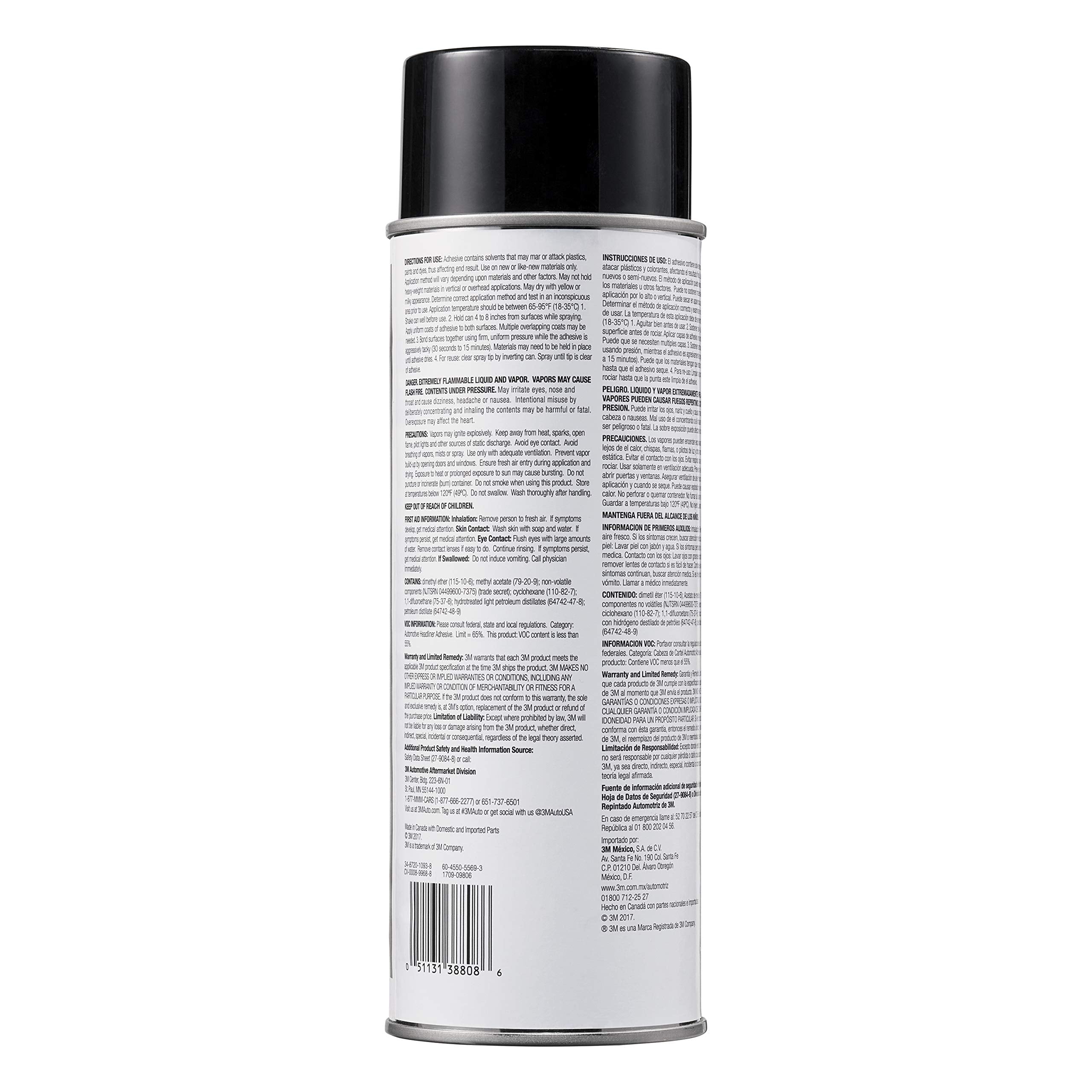 3M Headliner & Fabric Adhesive, 18.1 oz Aerosol Can, Plastic & Metal, Model 38808