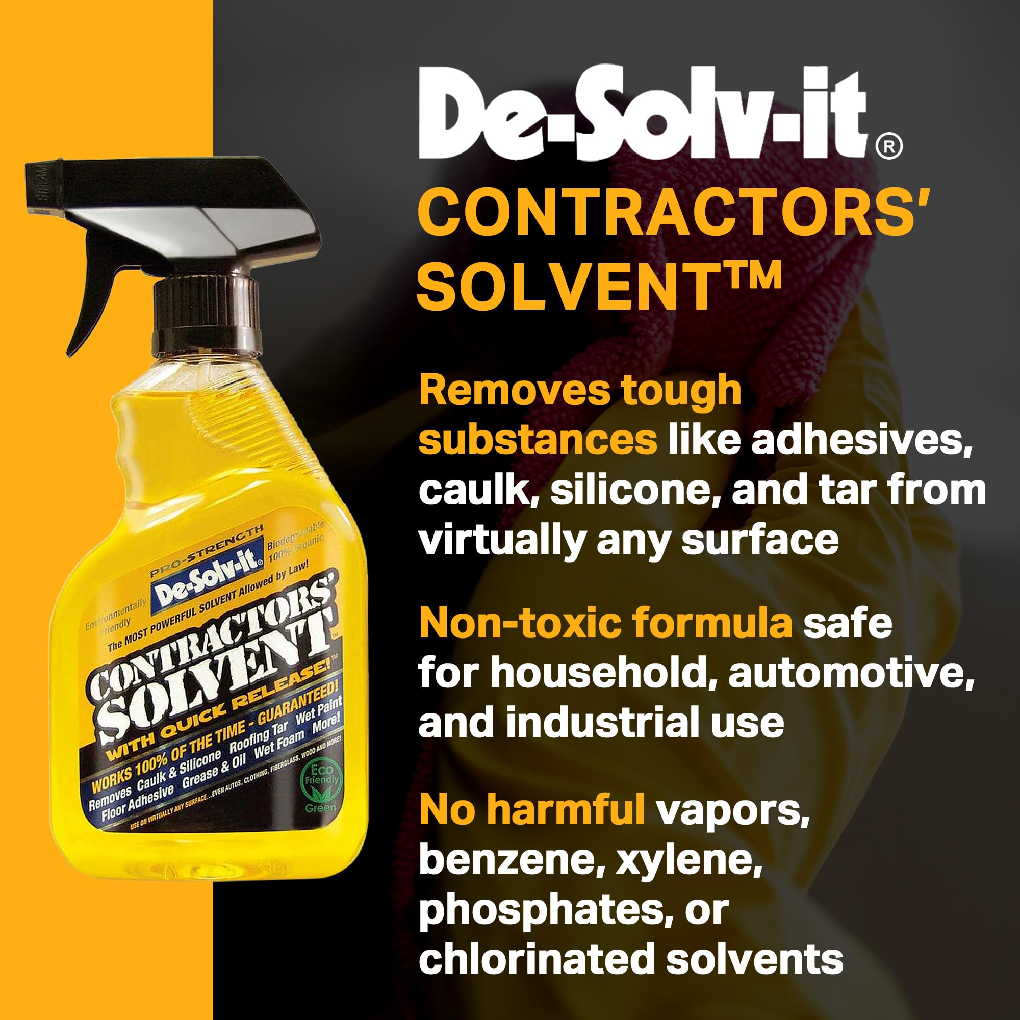 Orange Sol De-Solv-it Pro Adhesive Remover Spray, 12 oz, Clear, Plastic, Model 10022