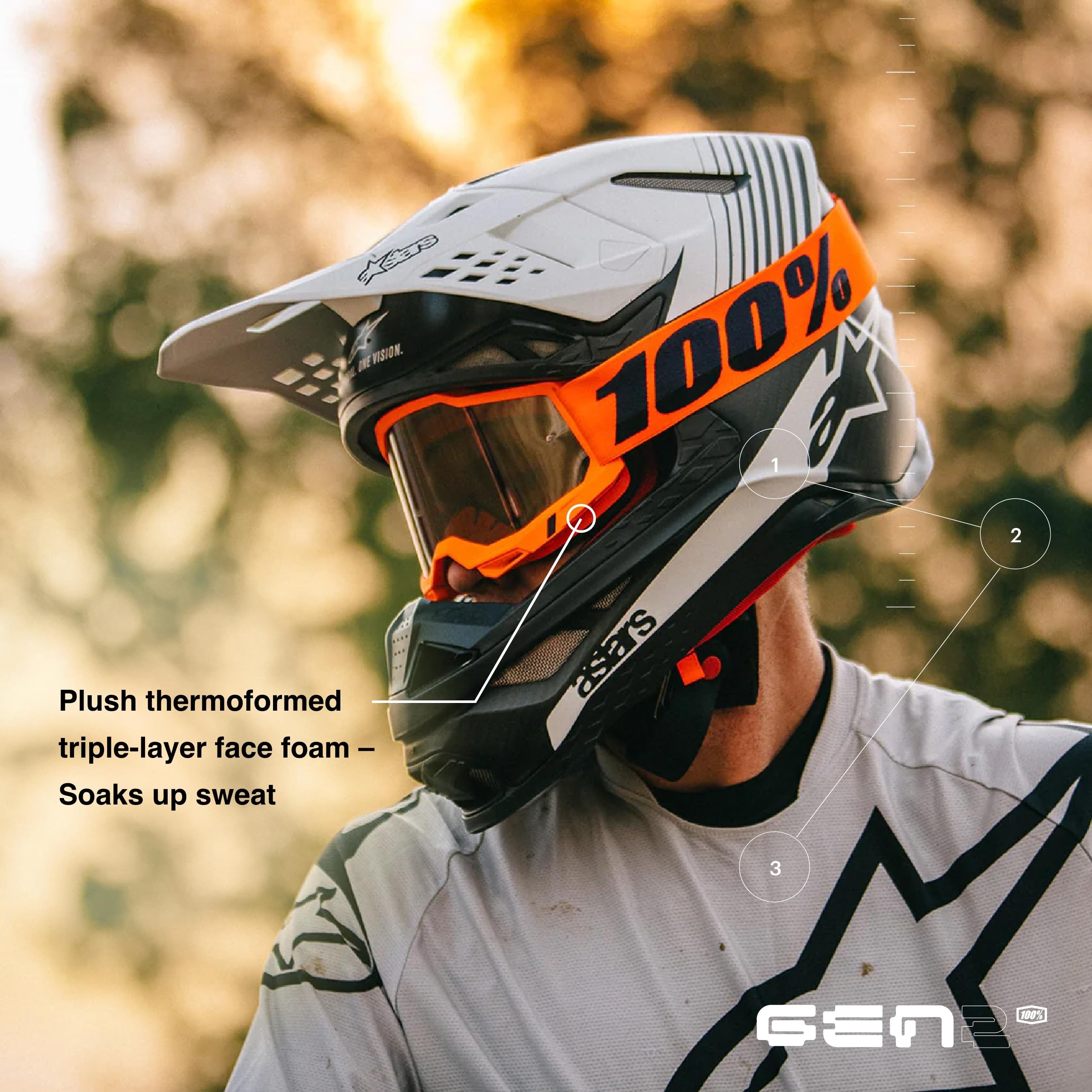 100% Racecraft 2 Mountain Bike & Motocross Goggles - Mx And Mtb Racing Protective Eyewear (Schrute - Clear Lens)