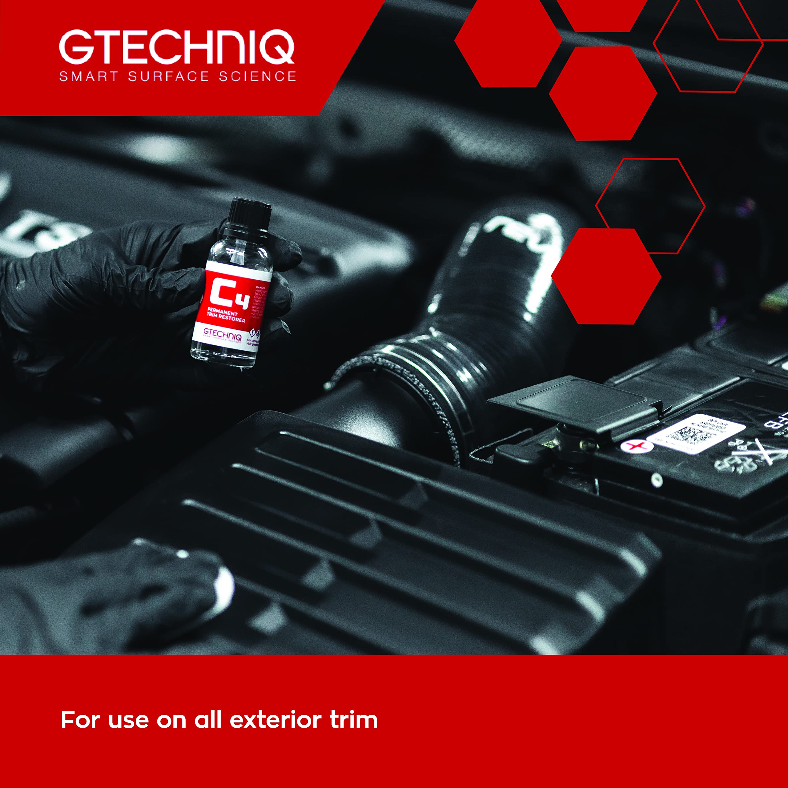 Gtechniq C4 Permanent Trim Restorer - 15ml, Restores Faded Trim, Durable Protective Coating, Optically Clear Film, Lasts Up to 2 Years