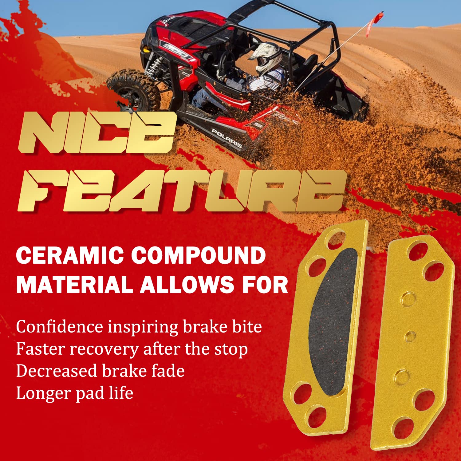 Camoo Parking Brake Pad Kit 2203147 for Polaris Ranger 2X4 4X4 6X6 - Durable Ceramic Material