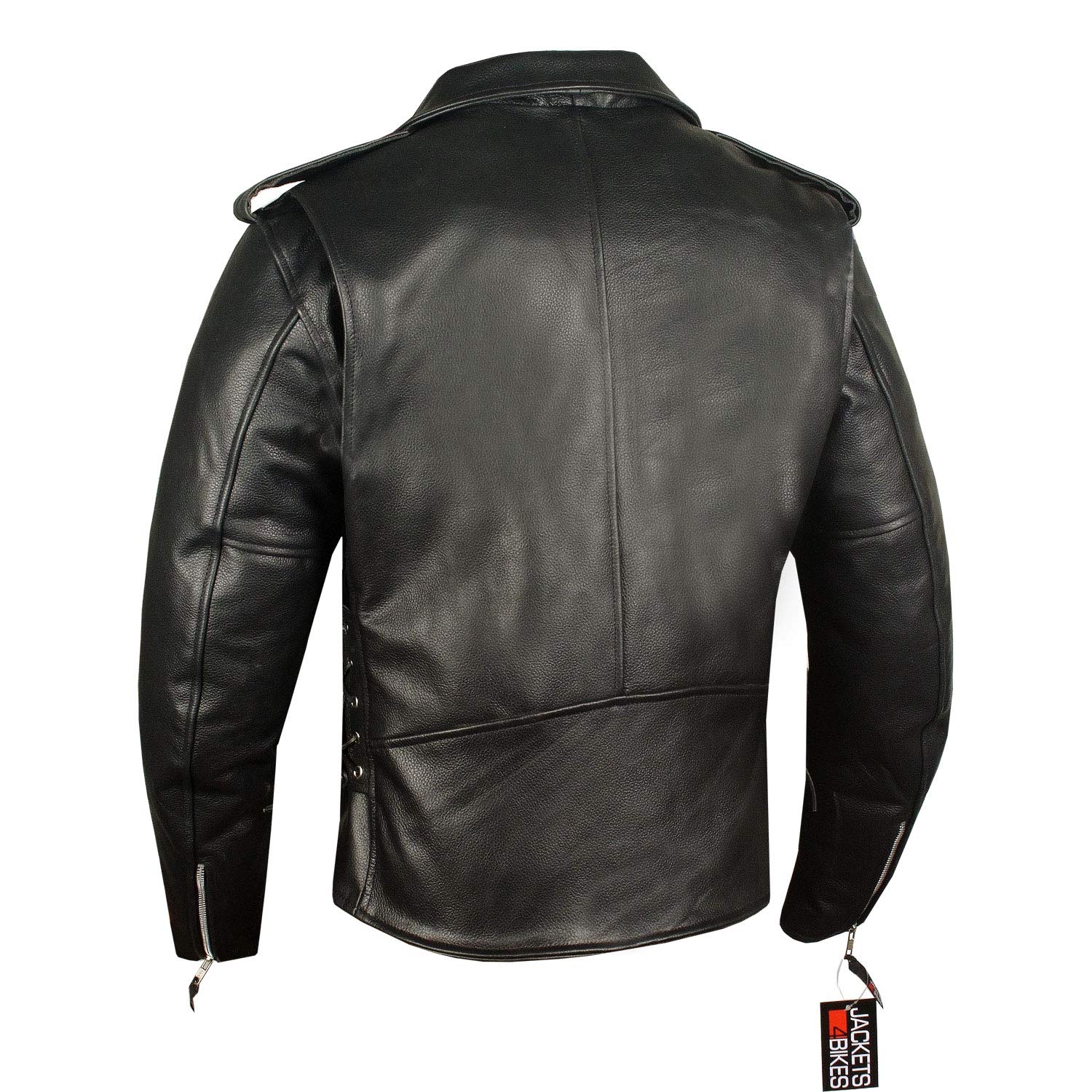 Men'S Iconic Brando Leather Motorcycle Jacket Premium Real Natural Buffalo Biker Jacket - Side Laces Concealed Carry Pockets, All-Season Leather Motorcycle Jacket For Men Black L