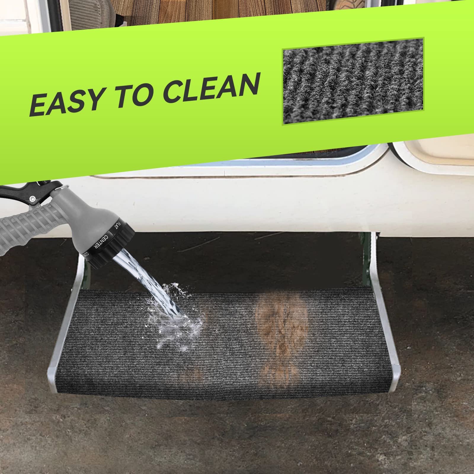 Rvmate Rv Step Rugs 23 Inch Rv Step Covers Wrap Around Radius Steps With Snap Fasteners Quickly To Release And Fit, 3 Packs