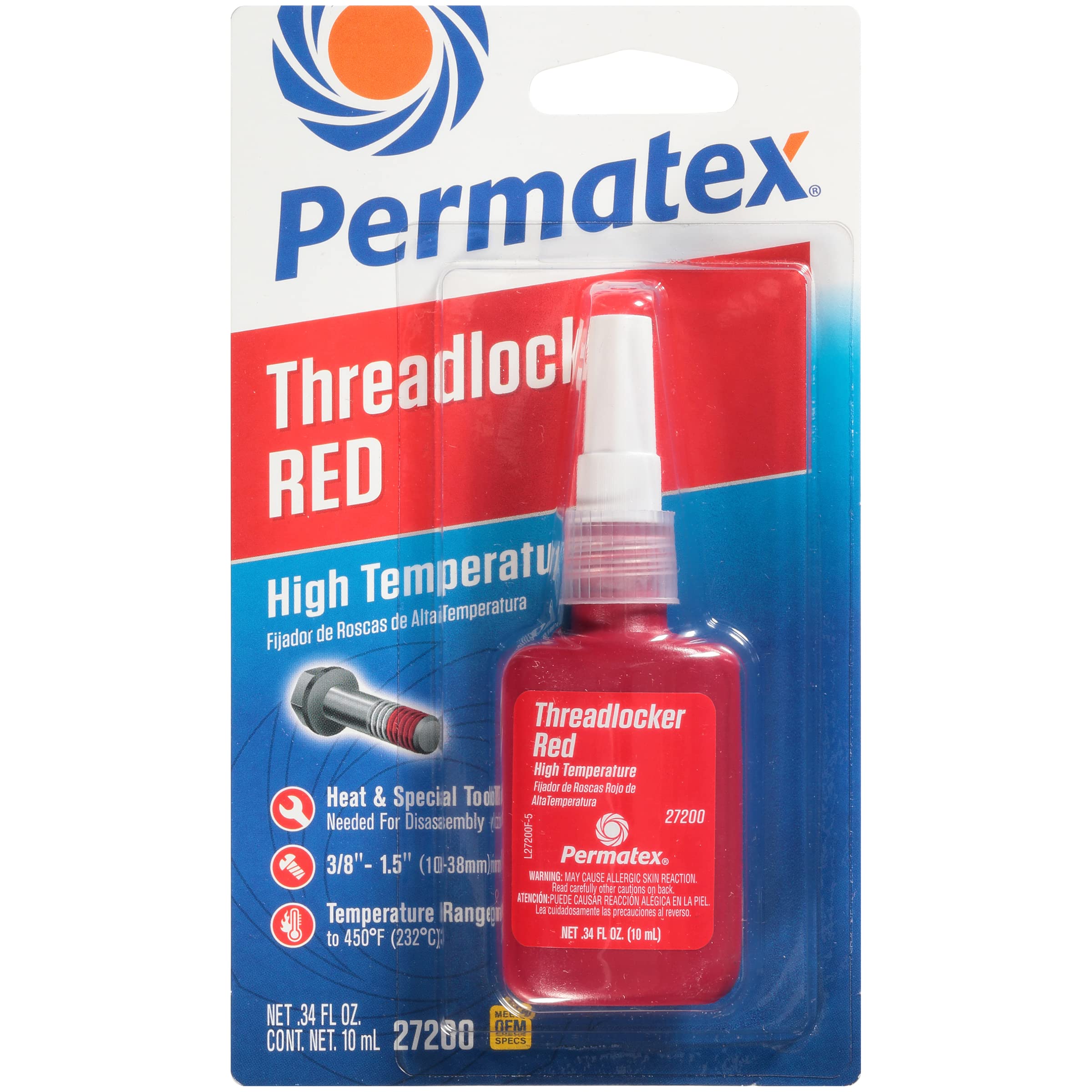 Permatex 27200-6PK High Temperature Threadlocker Red, 10 ml (Pack of 6)