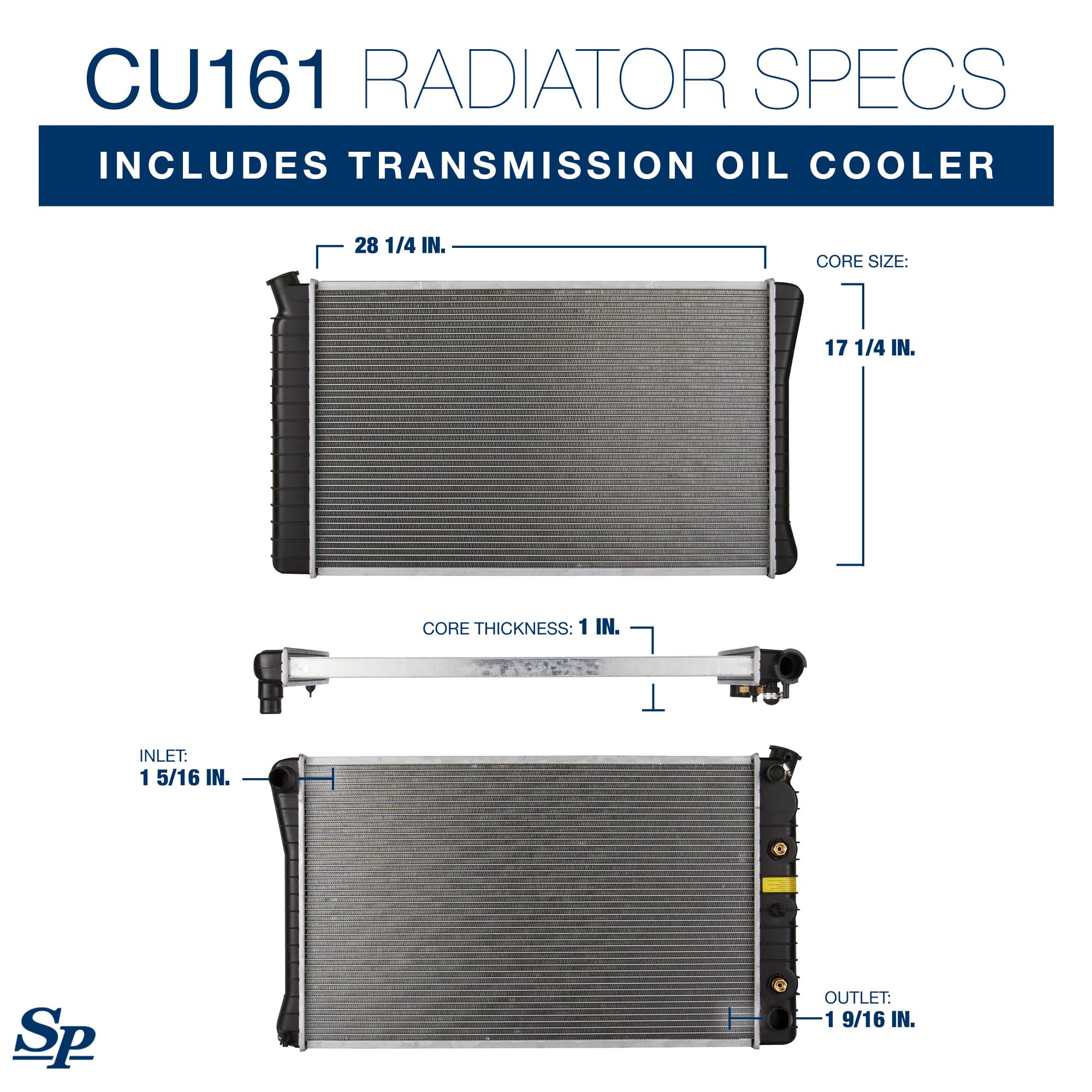 Spectra Premium CU161 Radiator for Chevrolet, GMC, Oldsmobile, Pontiac - Black