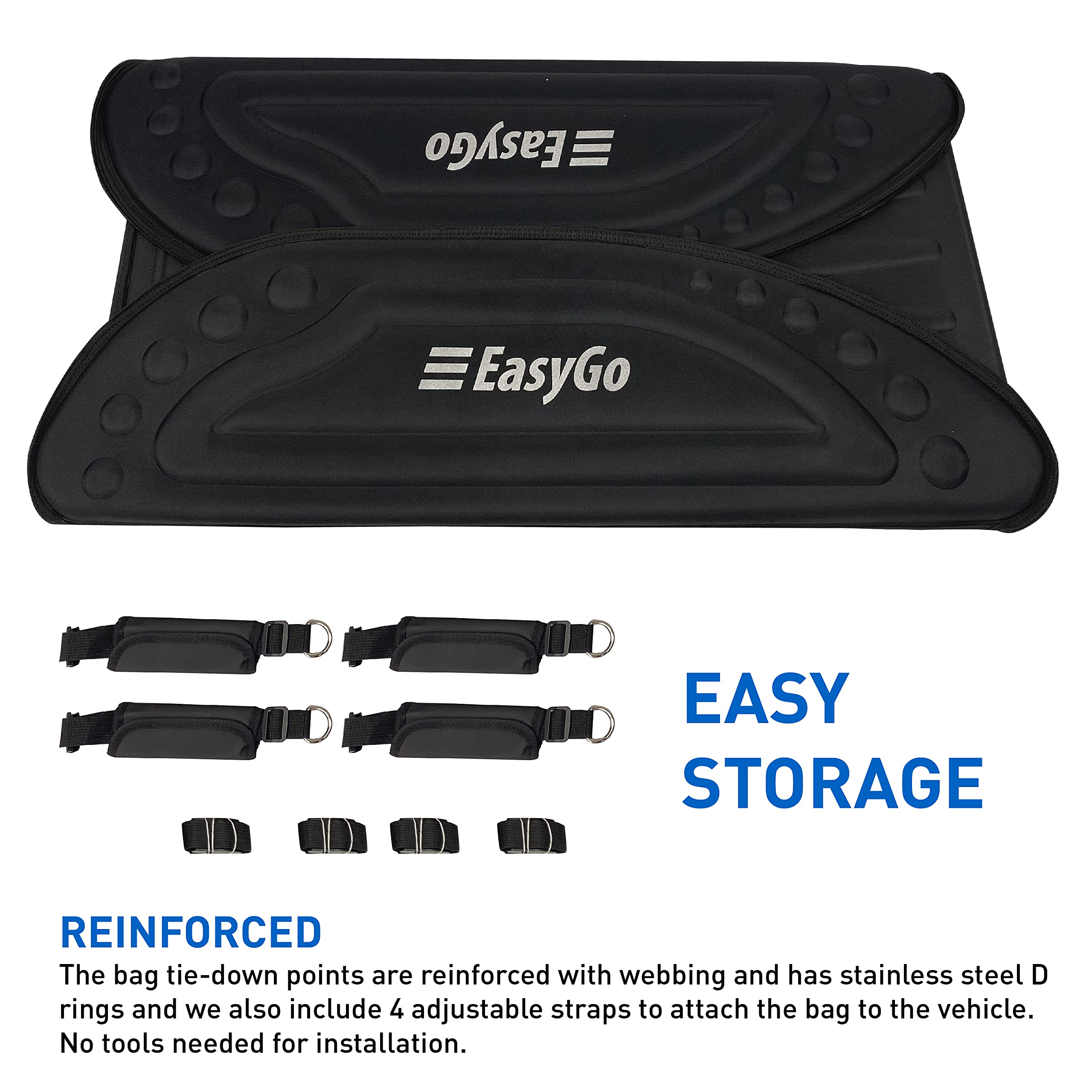 EASYGO Aerodynamic Rooftop Cargo Carrier Bag - 8 Cubic Feet, Soft Black Luggage for SUVs with/Without Rack