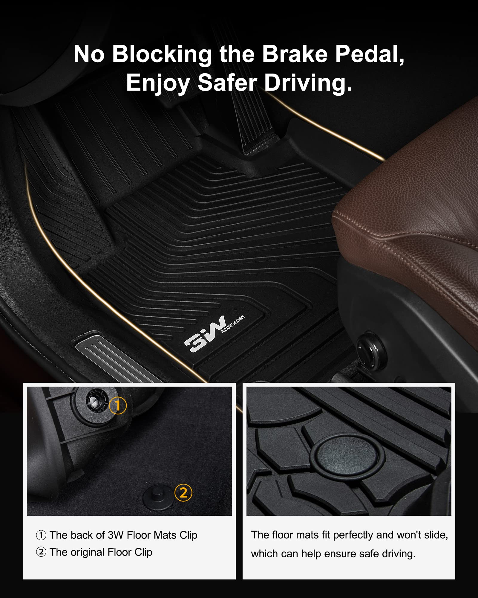 3W Floor Mats Fit For 2015-2022 Chevy Colorado Crew Cab/Gmc Canyon Crew Cab, Full Tpe All Weather Chevy Colorado Car Mats 1St &