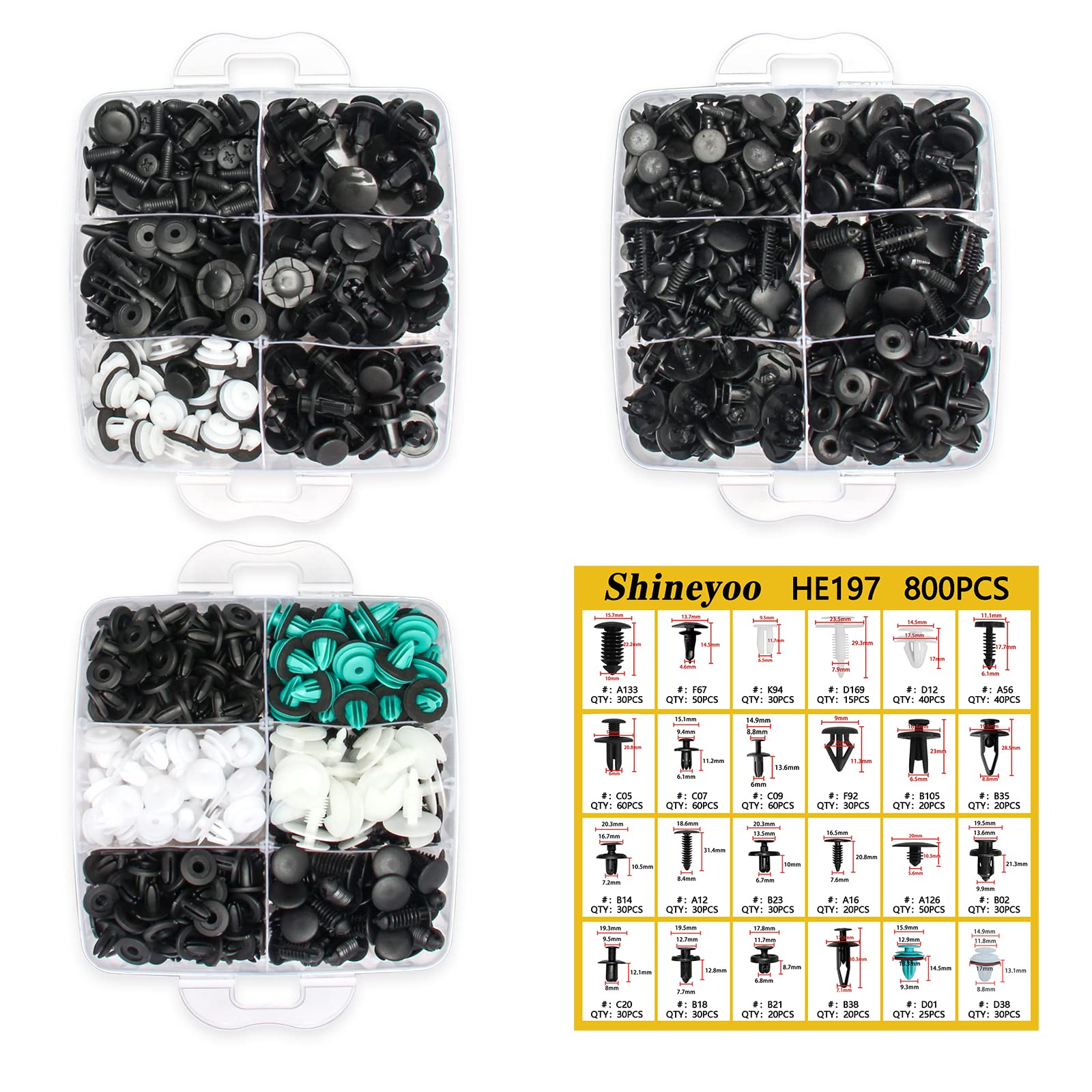 Car Retainer Clips 821Pcs Plastic Fasteners Kit 24 Most Popular Sizes Fender Rivet Clips Auto Push Pin Rivets Kit With 1 Fastene