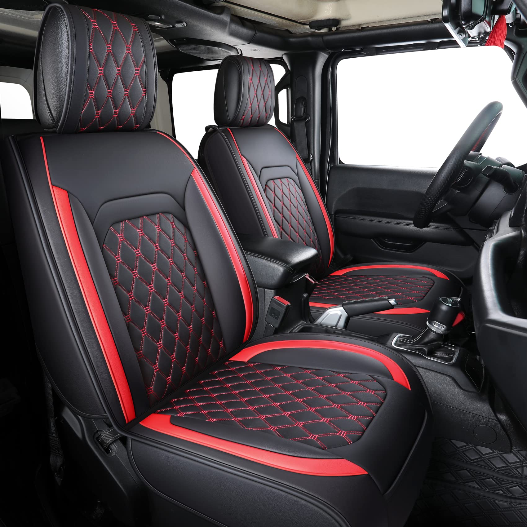 Aierxuan Jeep Wrangler JK JL Front Seat Covers Custom Fit 2/4 Door 2007-2025 Unlimited X Rubicon 392 Sahara Willys Sport High Al